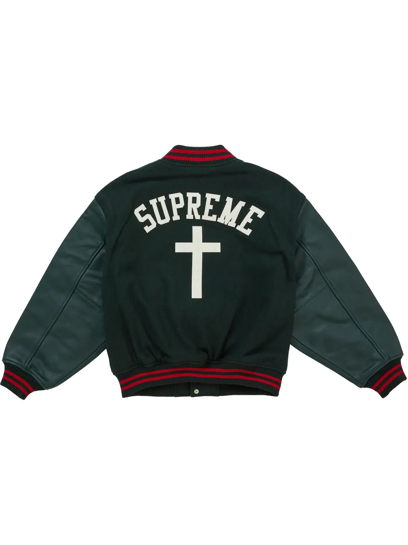 Мужская куртка с принтом Cross Varsity Jacket Supreme — изображение 3 из 3, темный зеленый