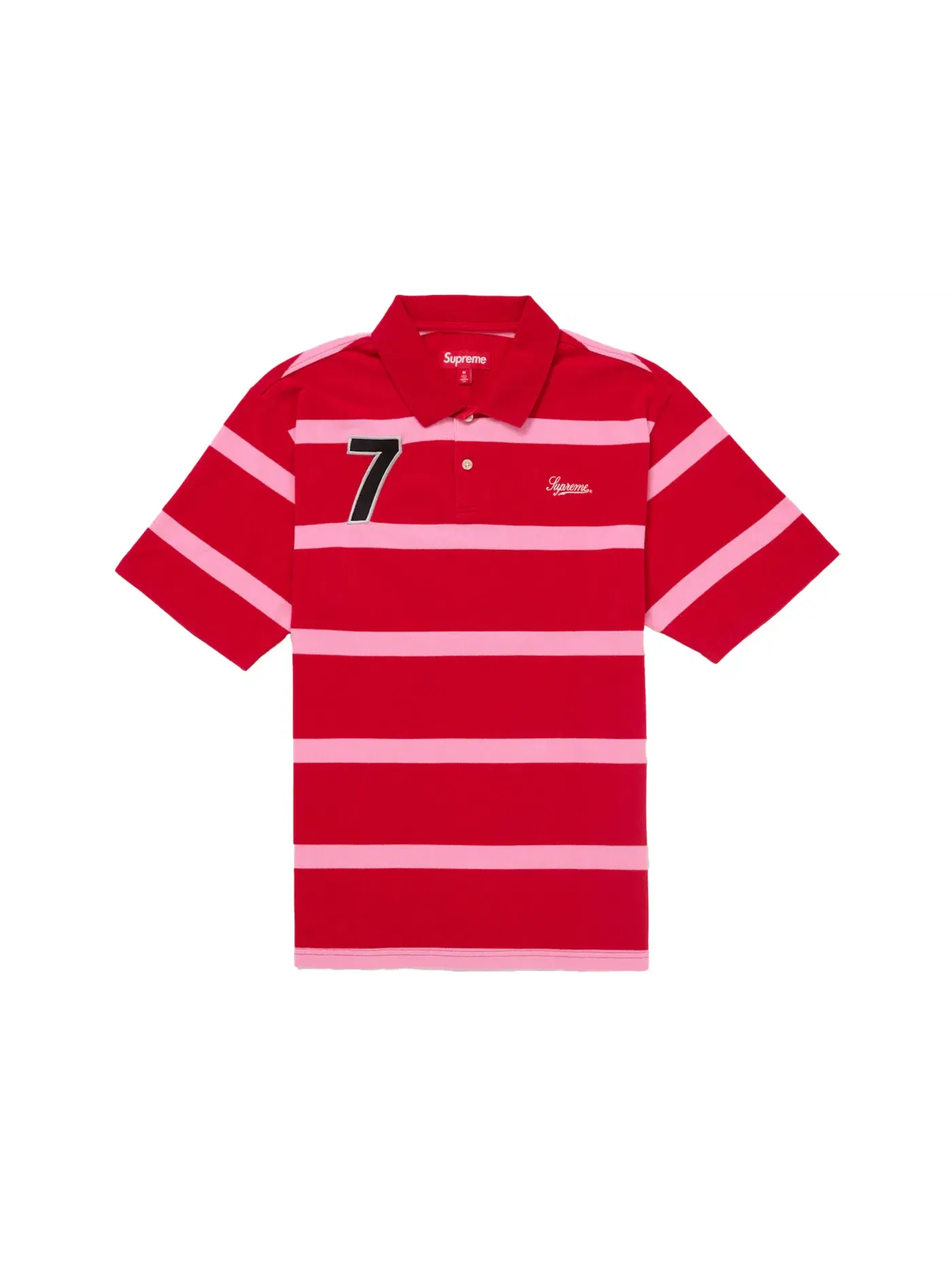 Мужское поло Supreme Cursive Polo Red Stripe — изображение 1 из 2, красный