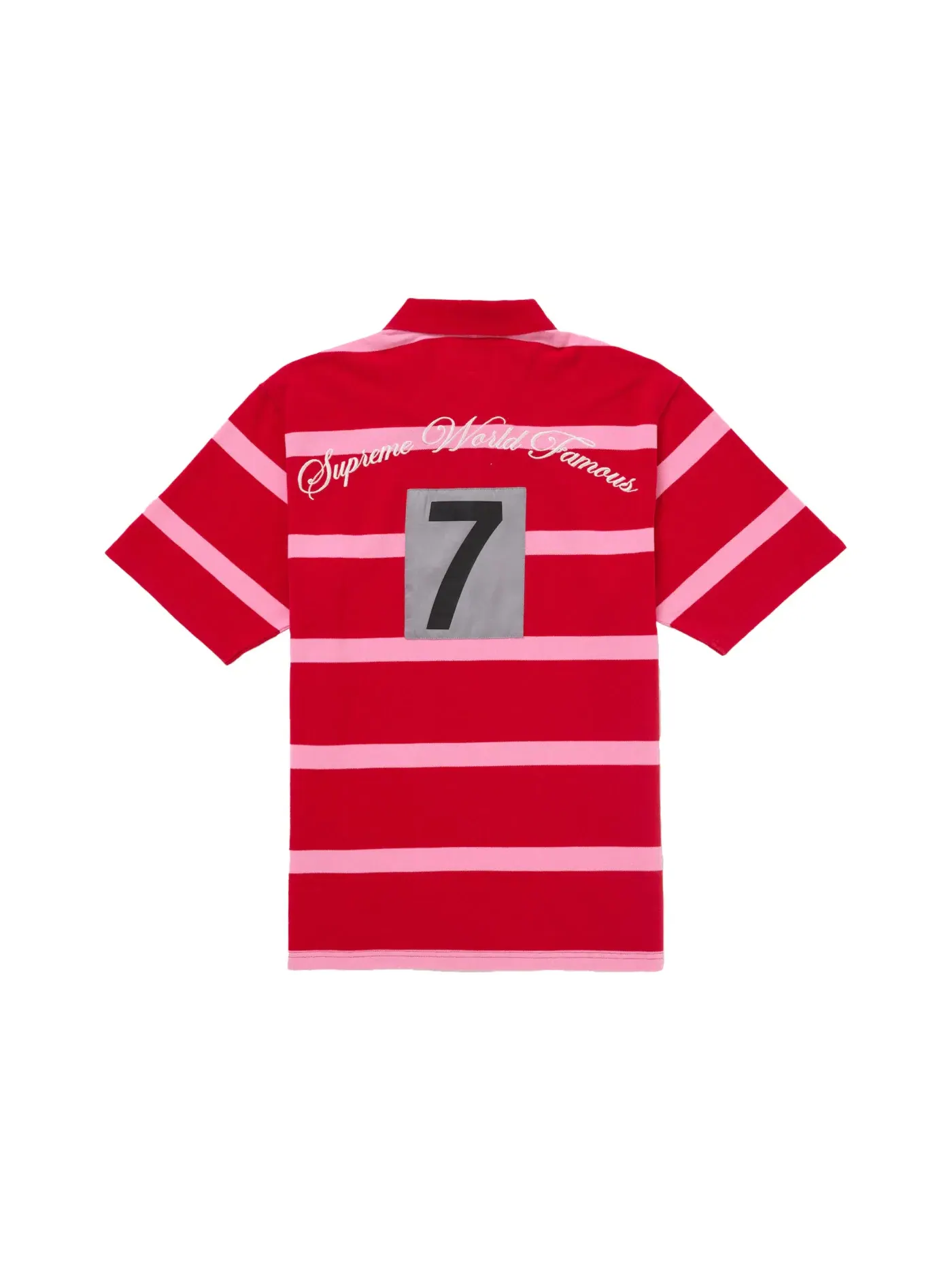 Мужское поло Supreme Cursive Polo Red Stripe — изображение 2 из 2, красный