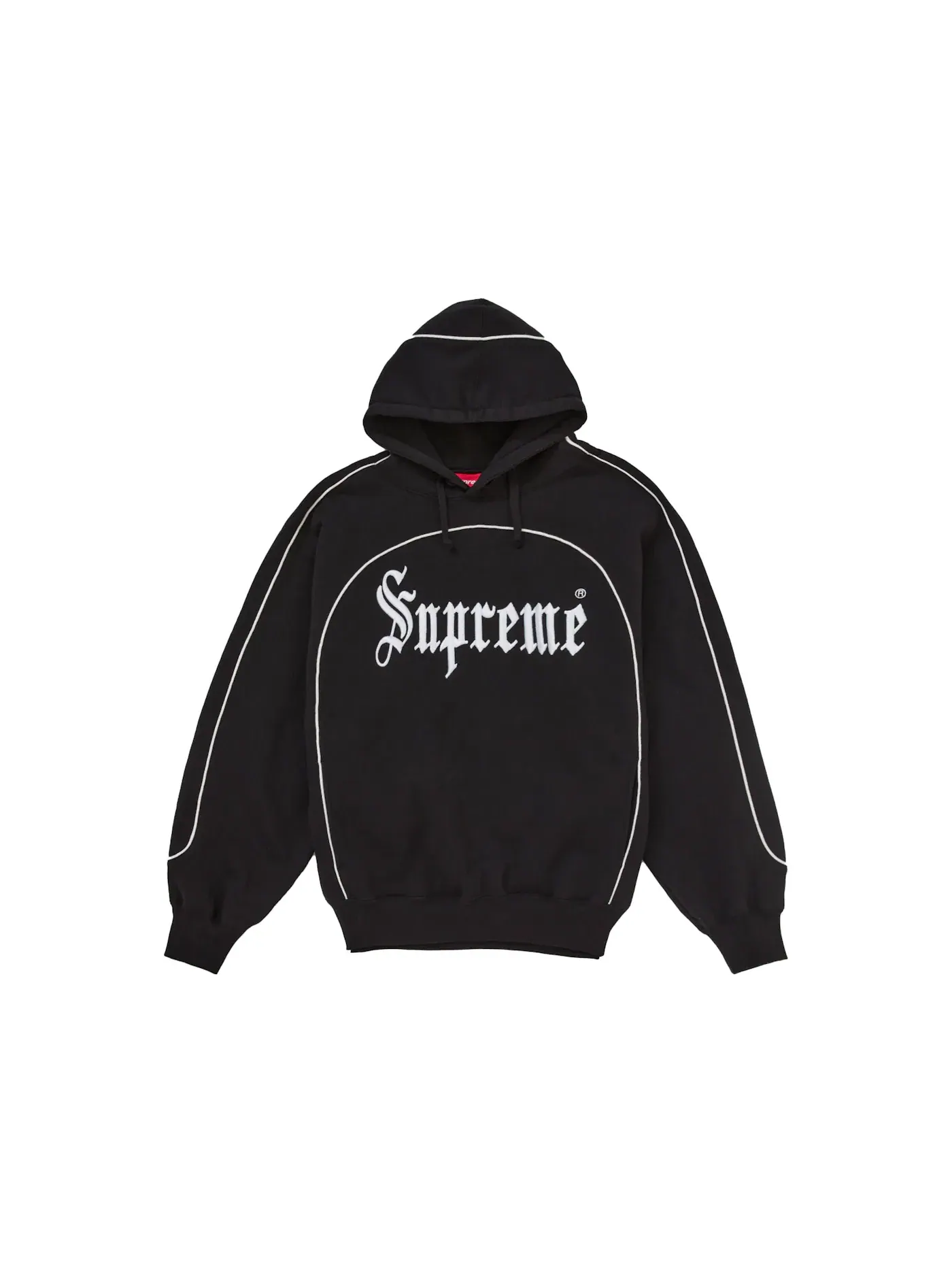 Мужской худи с принтом Supreme Curve Piping Hooded Sweatshirt — изображение 1 из 2, черный