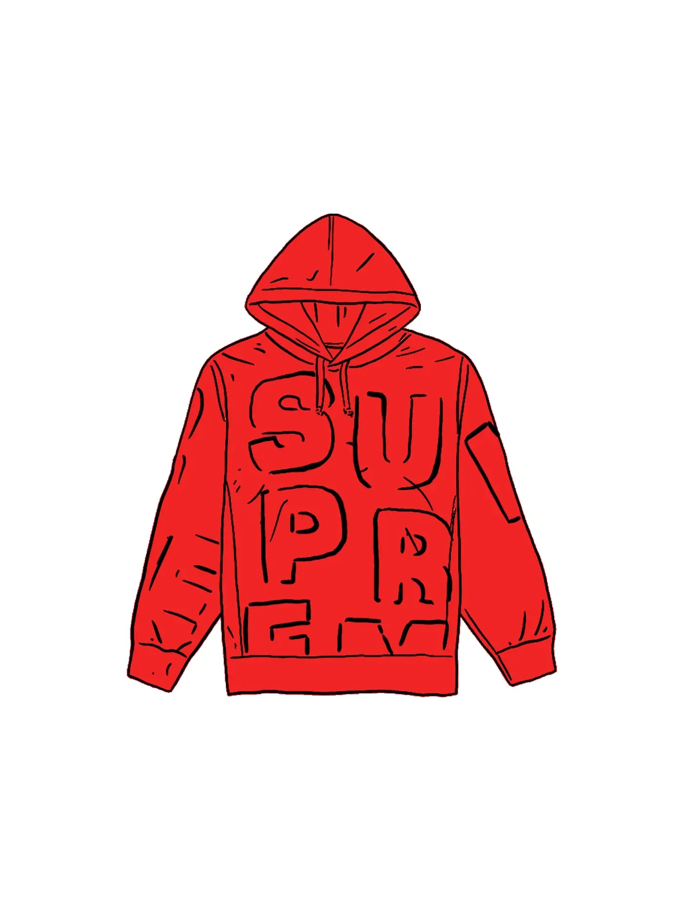 Мужской худи с принтом Cutout Letters Supreme — изображение 1 из 1, красный