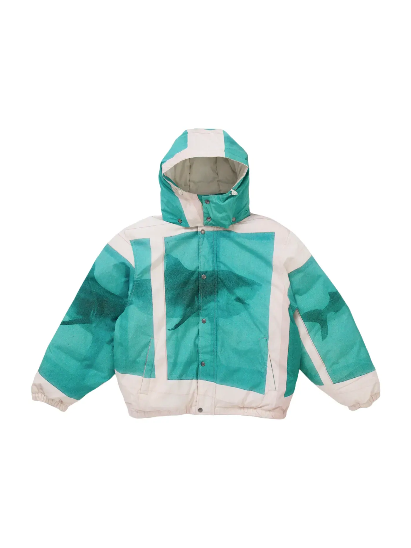Мужская куртка-пуховик с принтом Supreme Damien Hirst Down Puffer Jacket — изображение 1 из 5, белый