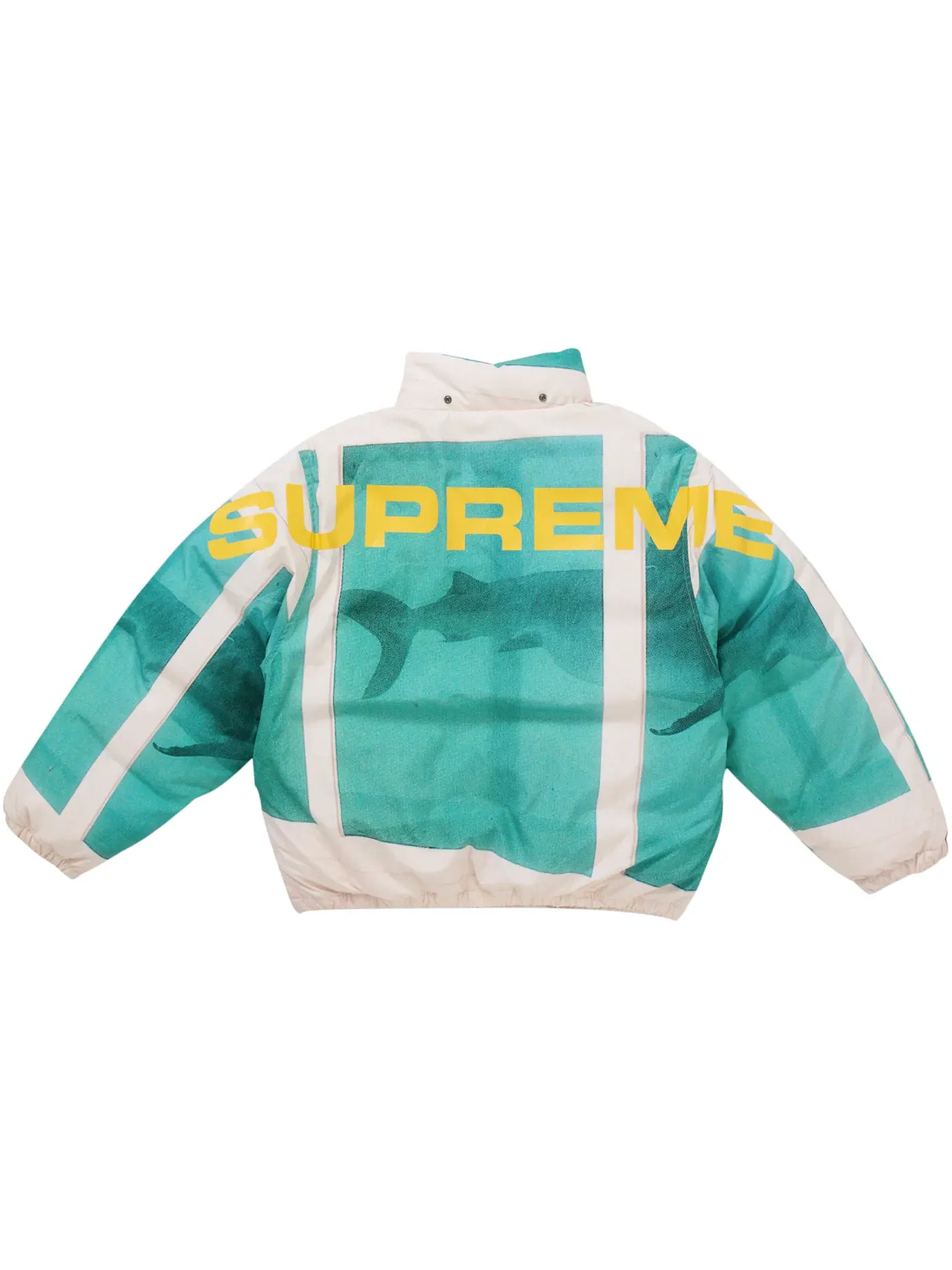Мужская куртка-пуховик с принтом Supreme Damien Hirst Down Puffer Jacket — изображение 5 из 5, белый