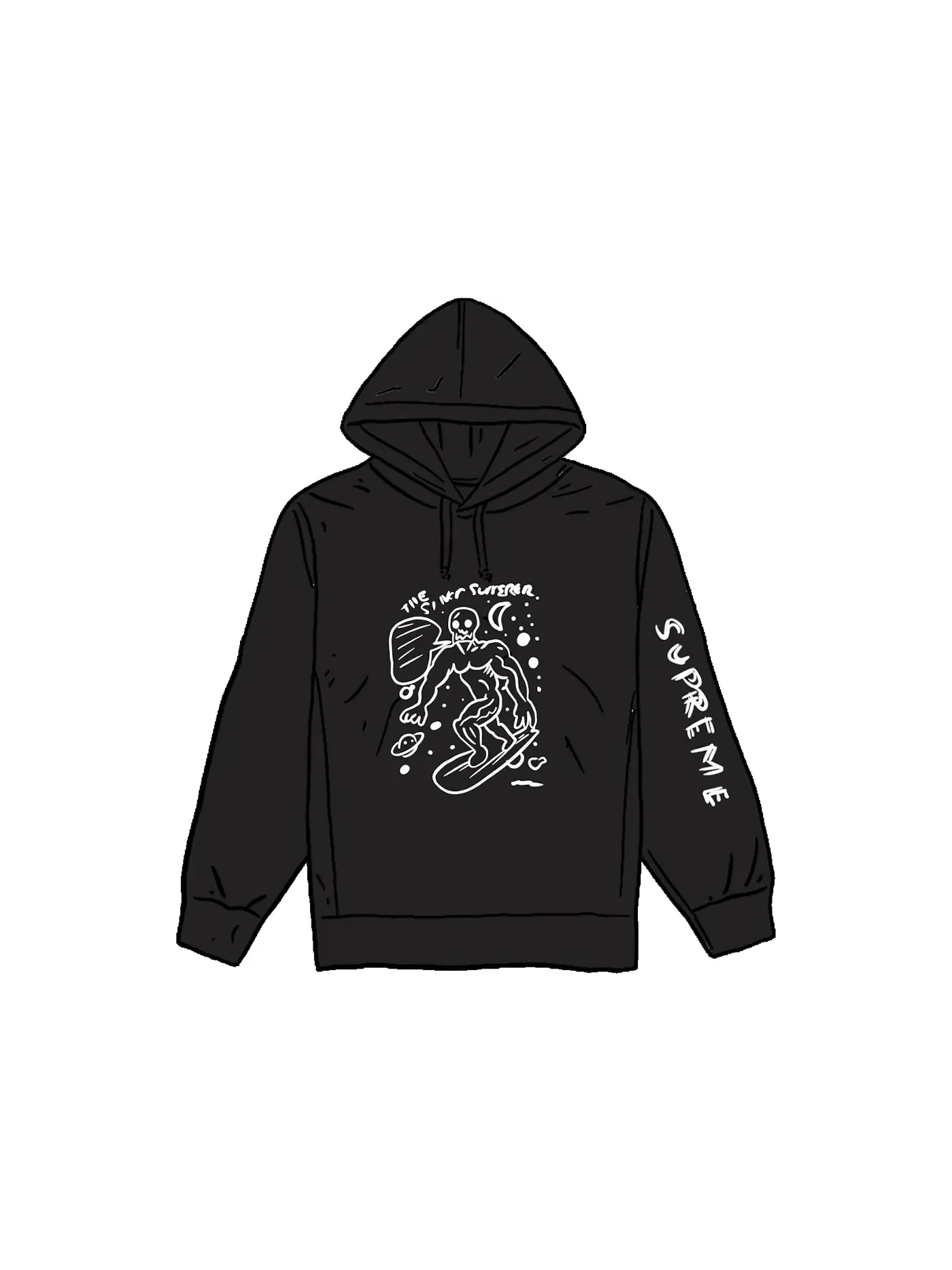 Мужской худи с принтом Hooded Sweatshirt Supreme — изображение 1 из 1, черный