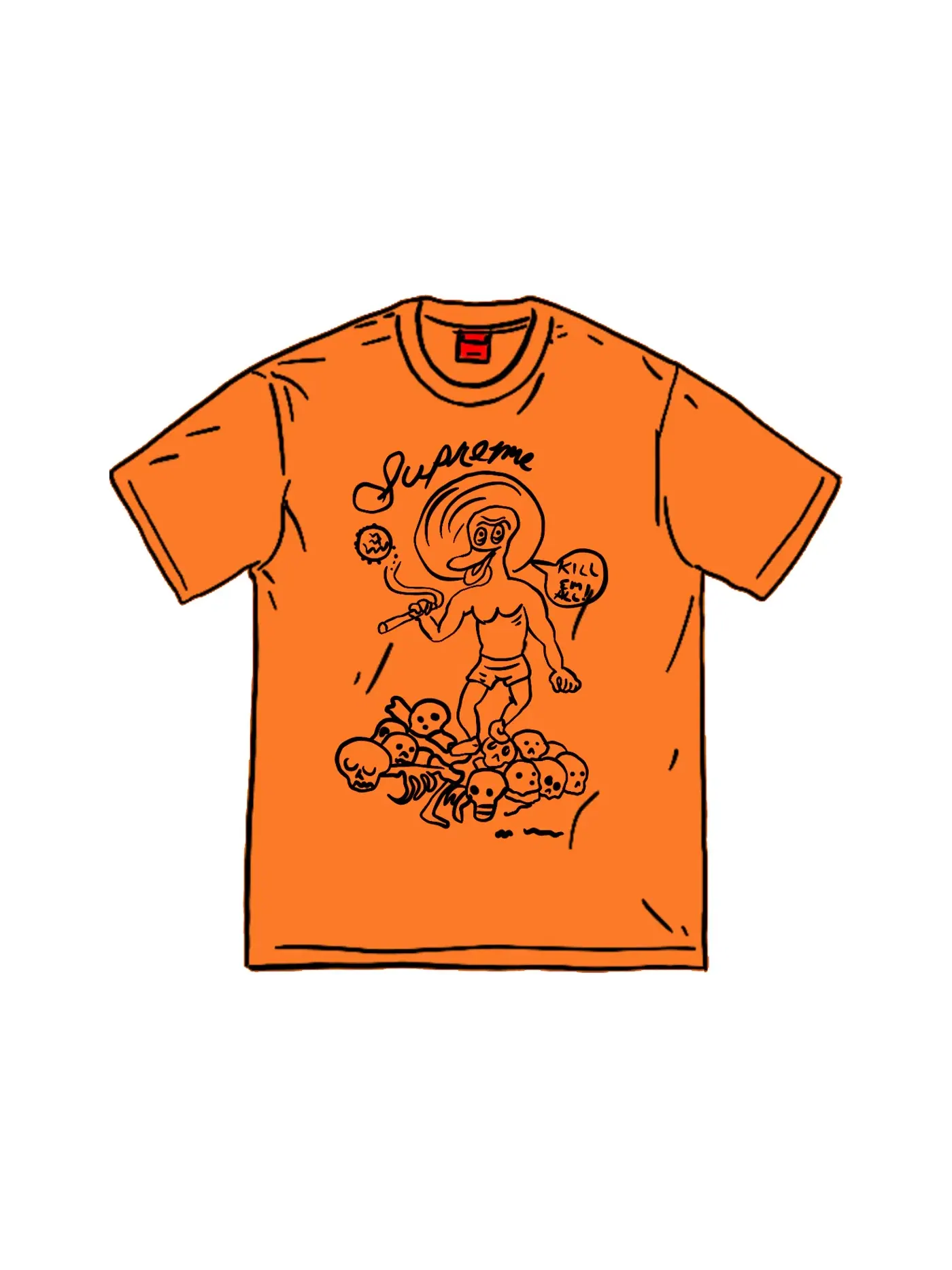 Мужская футболка с принтом Kill Em All Tee Supreme — изображение 1 из 1, оранжевый