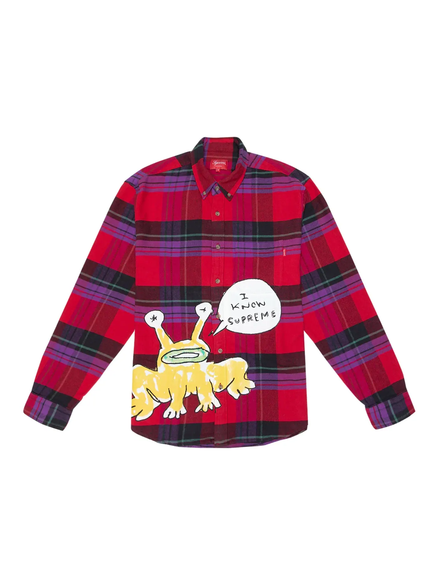 Мужская рубашка в клетку с принтом Supreme Daniel Johnston Plaid Shirt — изображение 1 из 1, красный