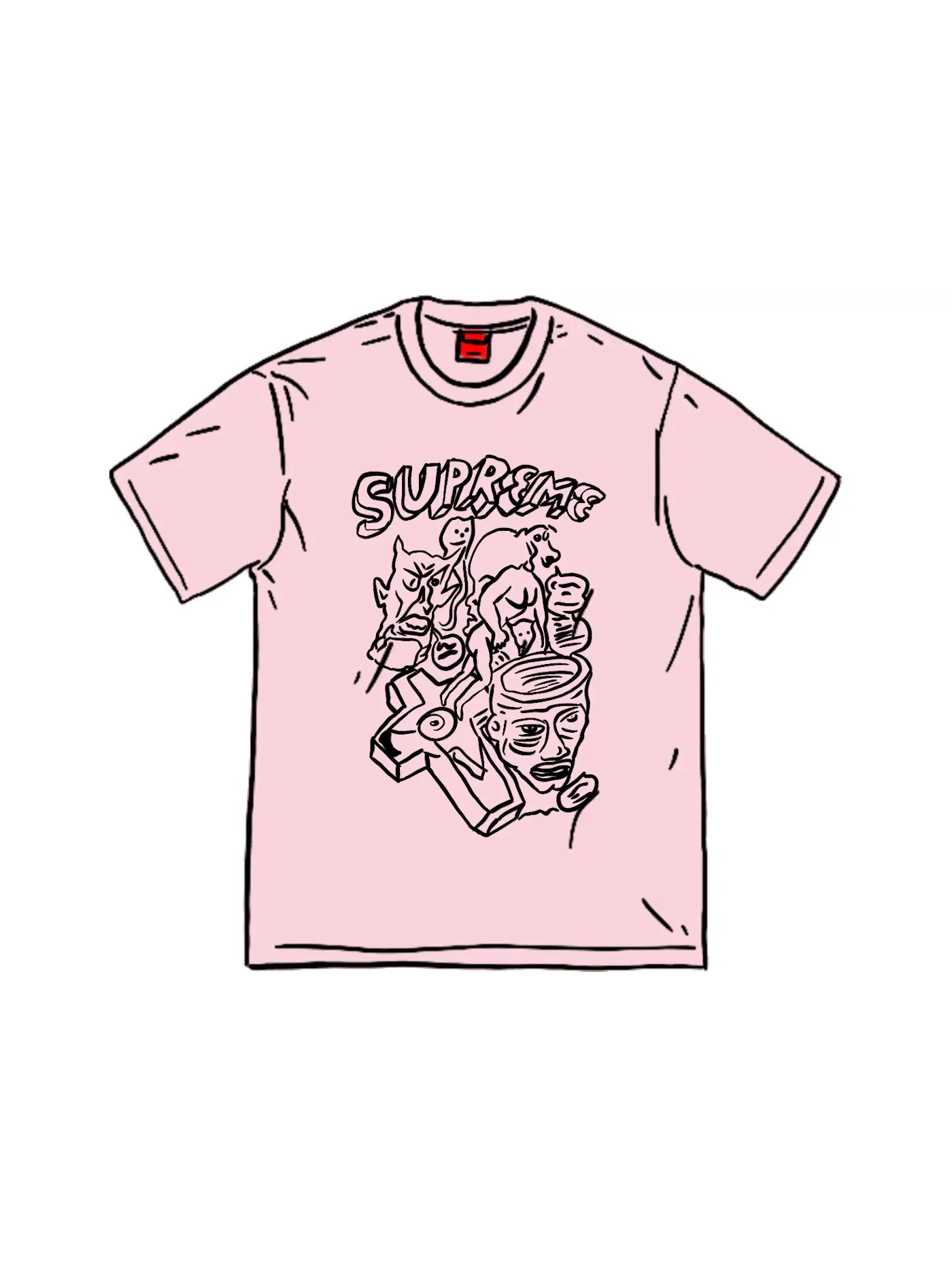 Мужская футболка с принтом Supreme Daniel Johnston Tee — изображение 1 из 1, розовый