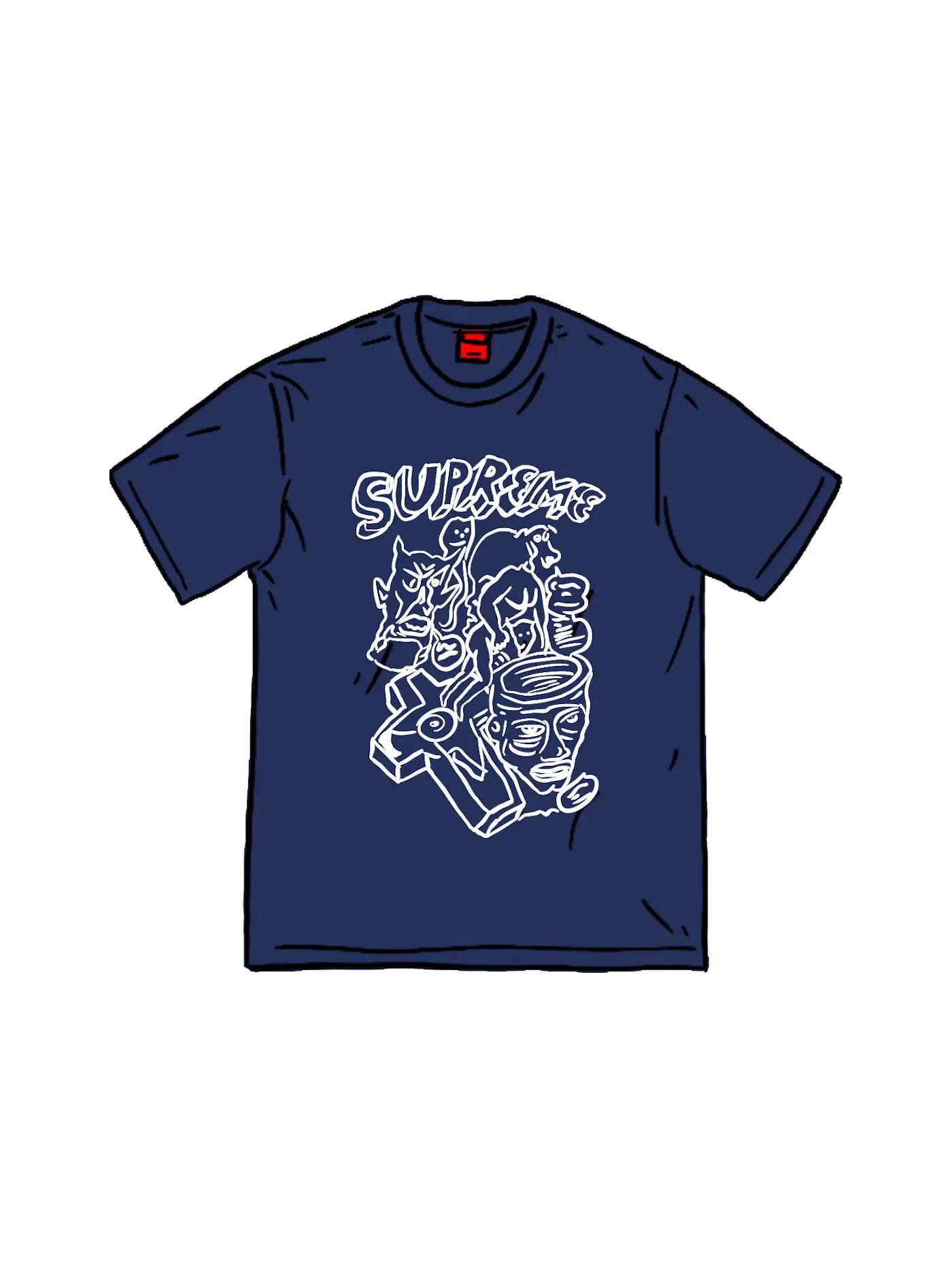 Мужская футболка с принтом Daniel Johnston Supreme — изображение 1 из 1, темно-синий