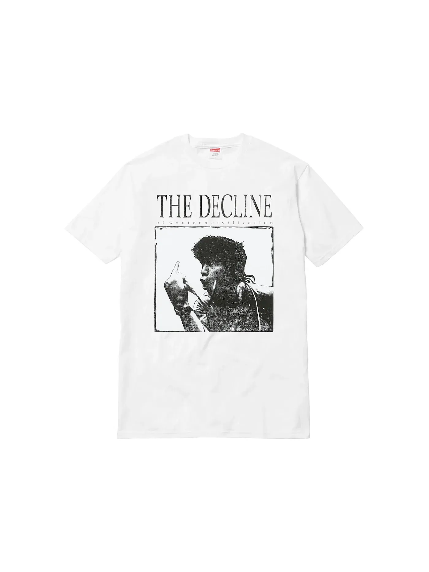 Мужская футболка с принтом Supreme Decline of Western Civilization Tee — изображение 1 из 1, белый