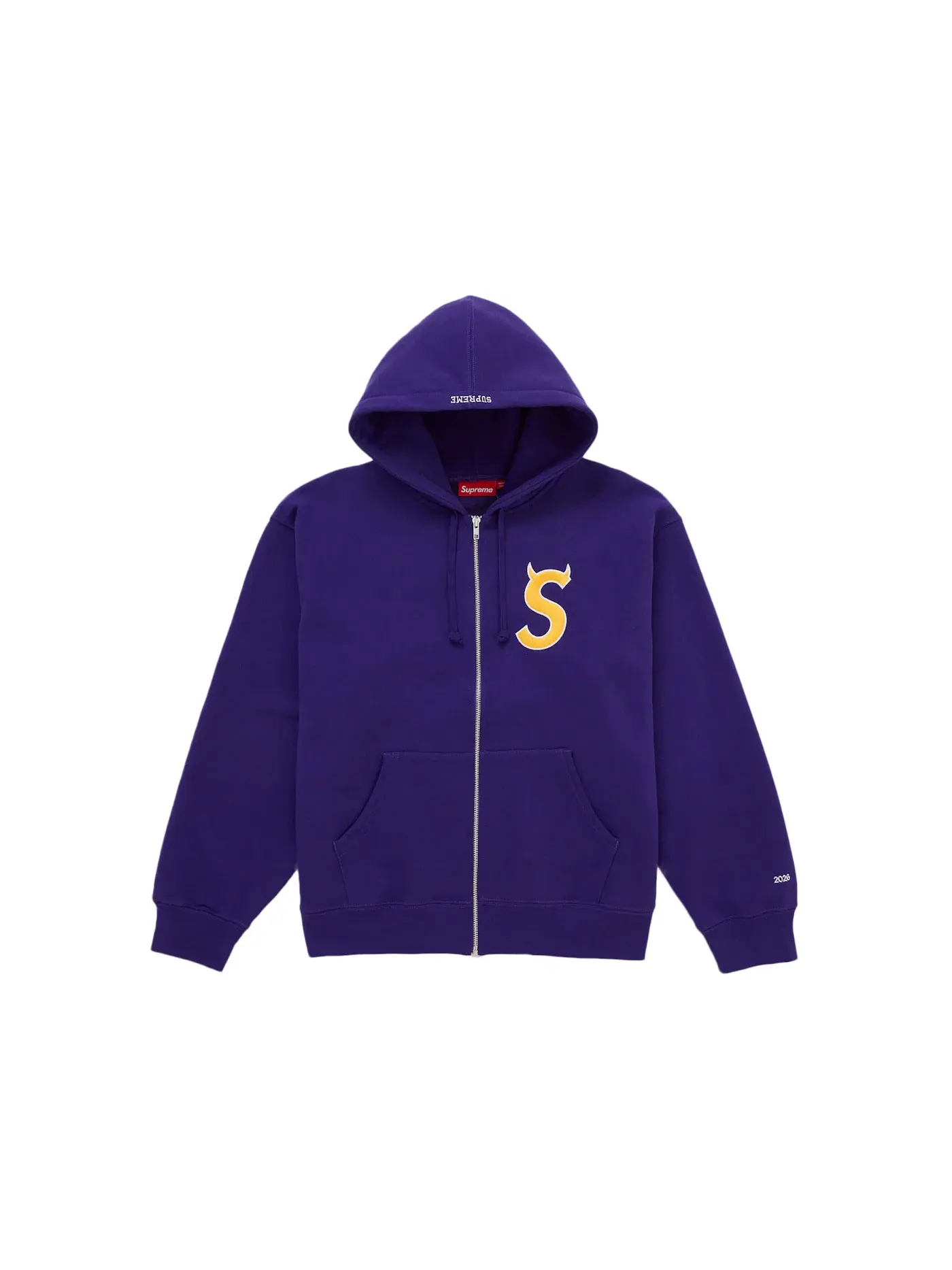 Мужская худи на молнии с капюшоном с принтом Devil S Logo Supreme — изображение 1 из 1, фиолетовый