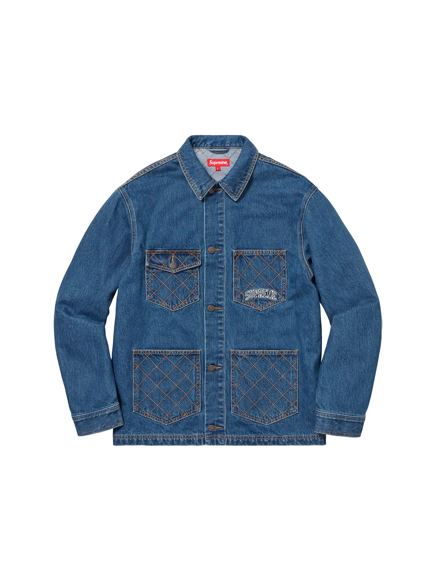 Мужское пальто-куртка с ромбовидной стежкой Supreme Coat — изображение 1 из 2, джинсовый синий
