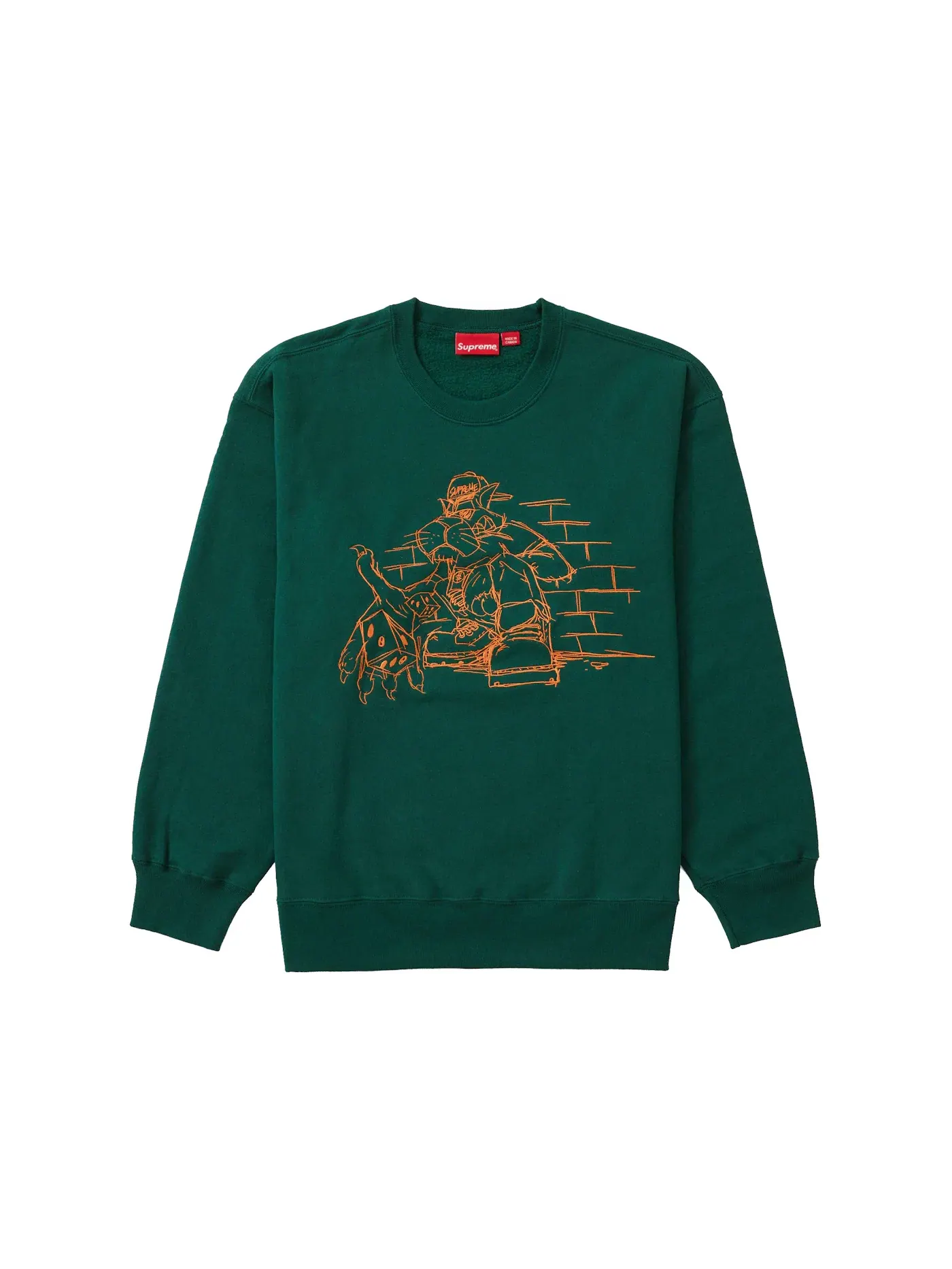 Мужской свитшот с принтом Crewneck Supreme — изображение 1 из 1, темный зеленый