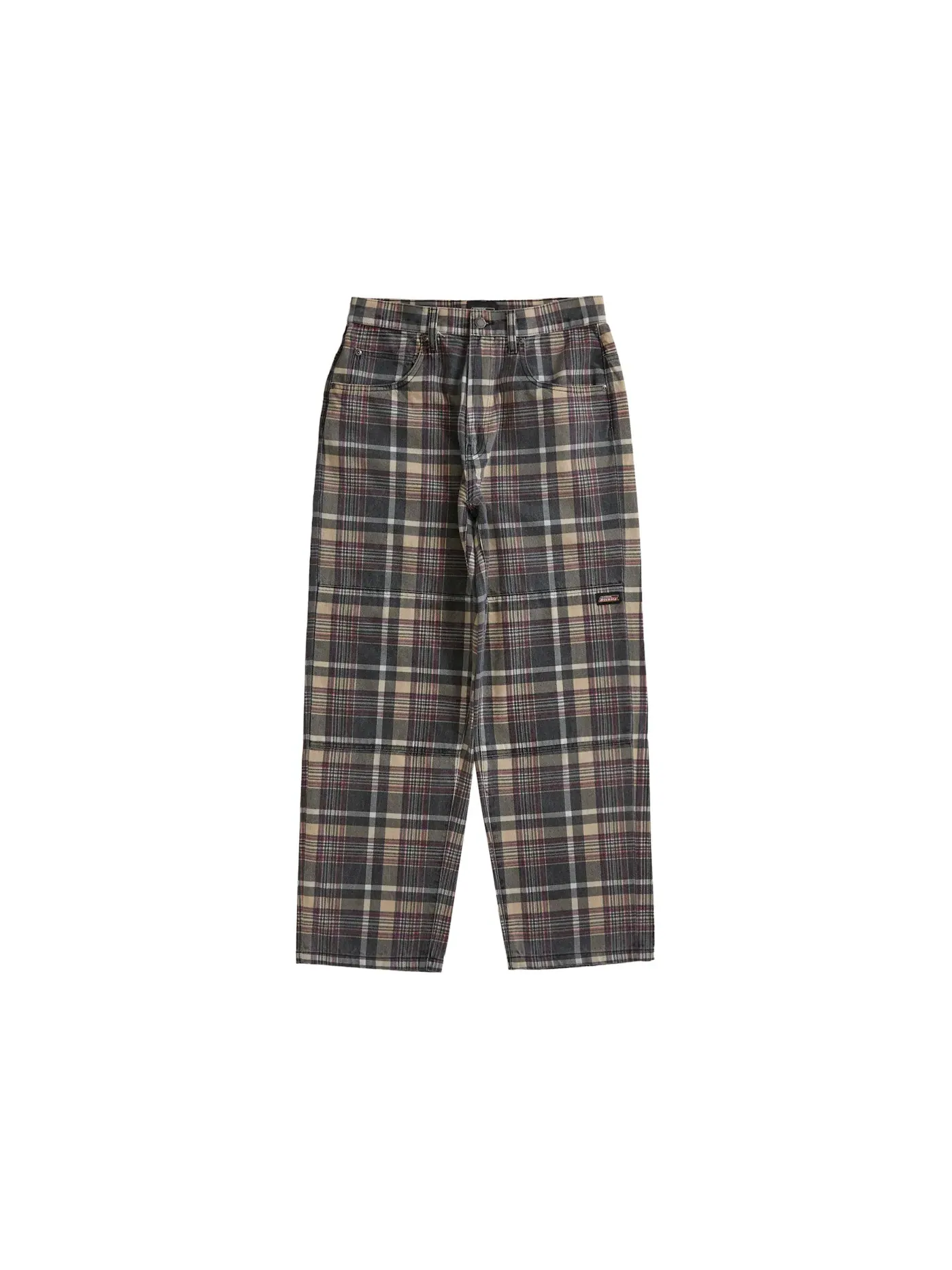 Мужские джинсы с принтом Supreme Dickies Double Knee Baggy Jean Brown Plaid — изображение 1 из 2, черный