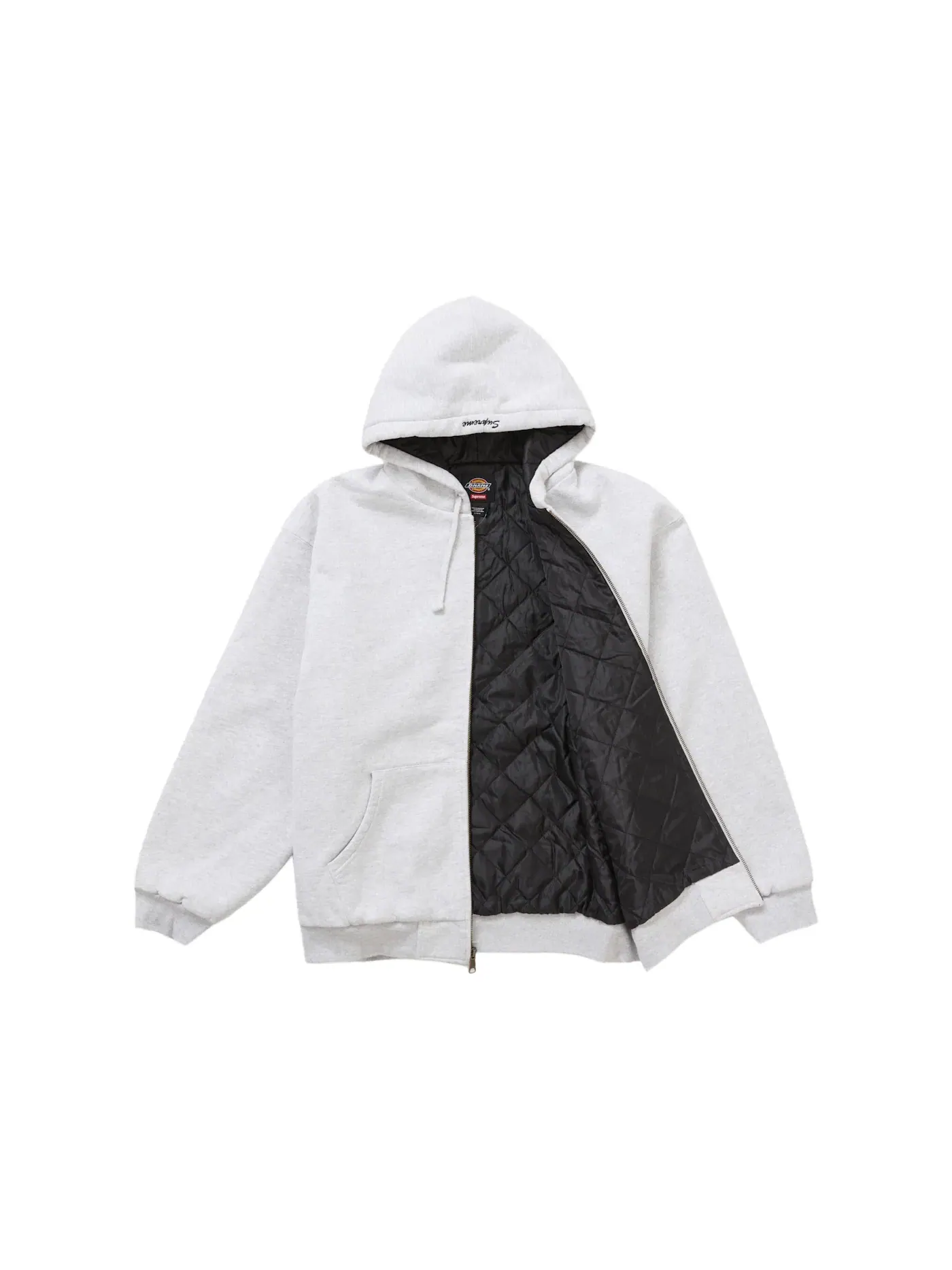 Мужская худи с капюшоном на молнии с подкладкой Supreme Dickies — изображение 2 из 3, серый