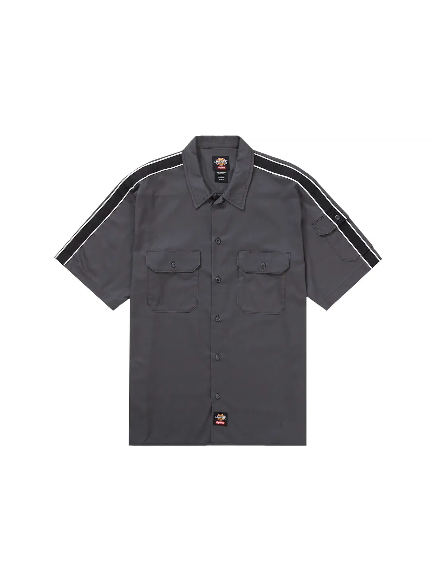 Мужская рубашка с коротким рукавом в полоску Supreme — изображение 1 из 1, темно-серый