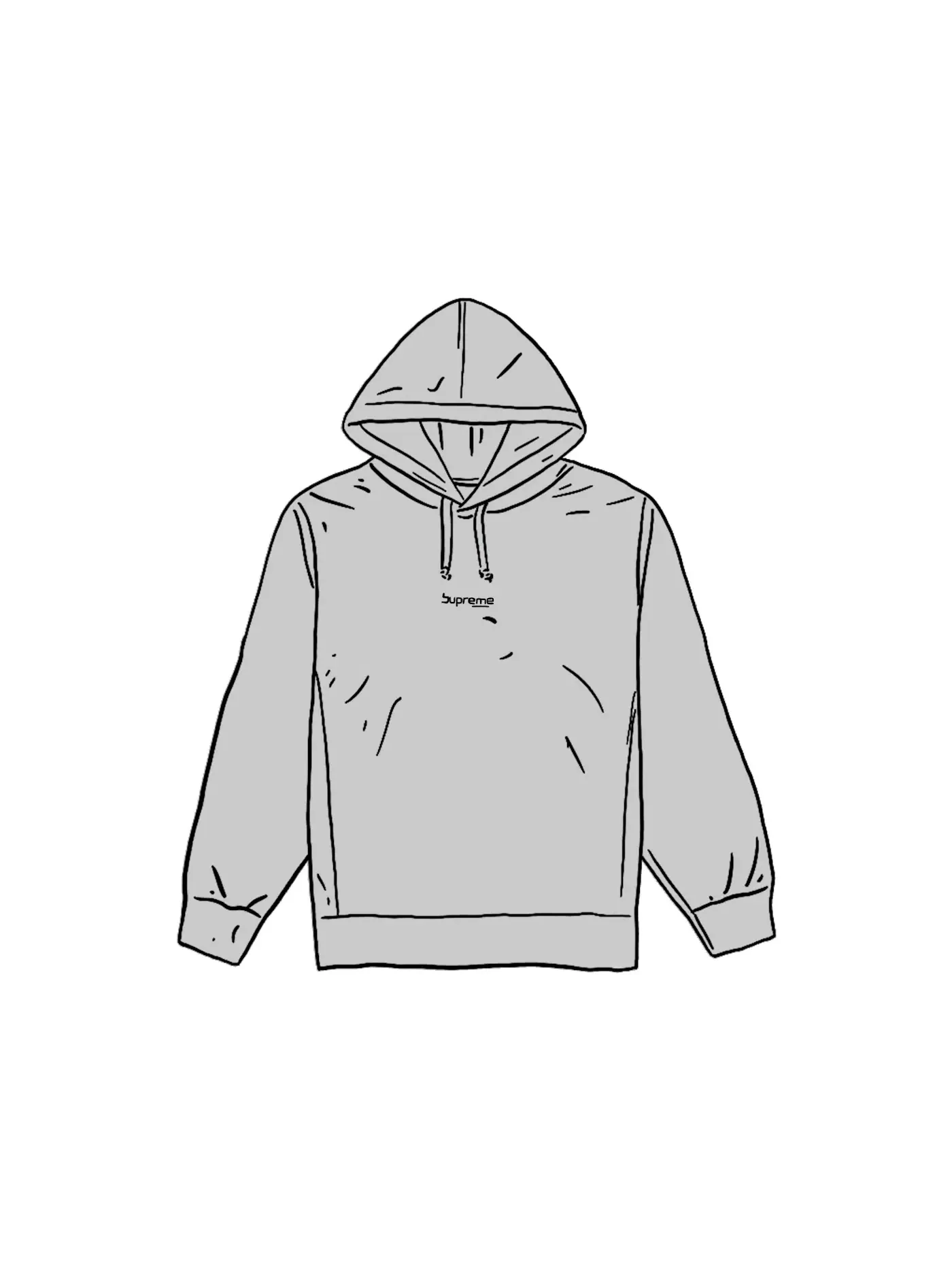 Мужской худи с вышитым логотипом Digital Logo Supreme — изображение 1 из 1, серый