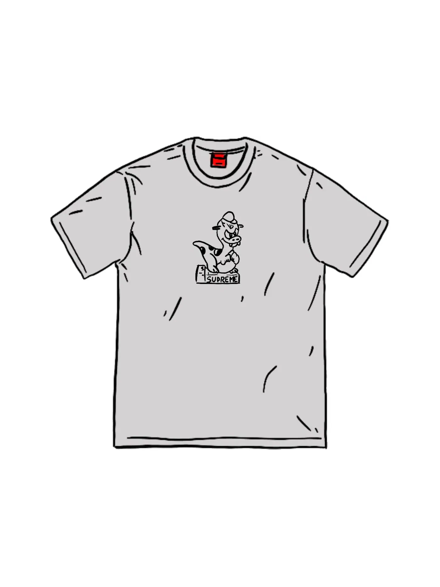 Мужская футболка с принтом Supreme Dinosaur Tee — изображение 1 из 1, серый