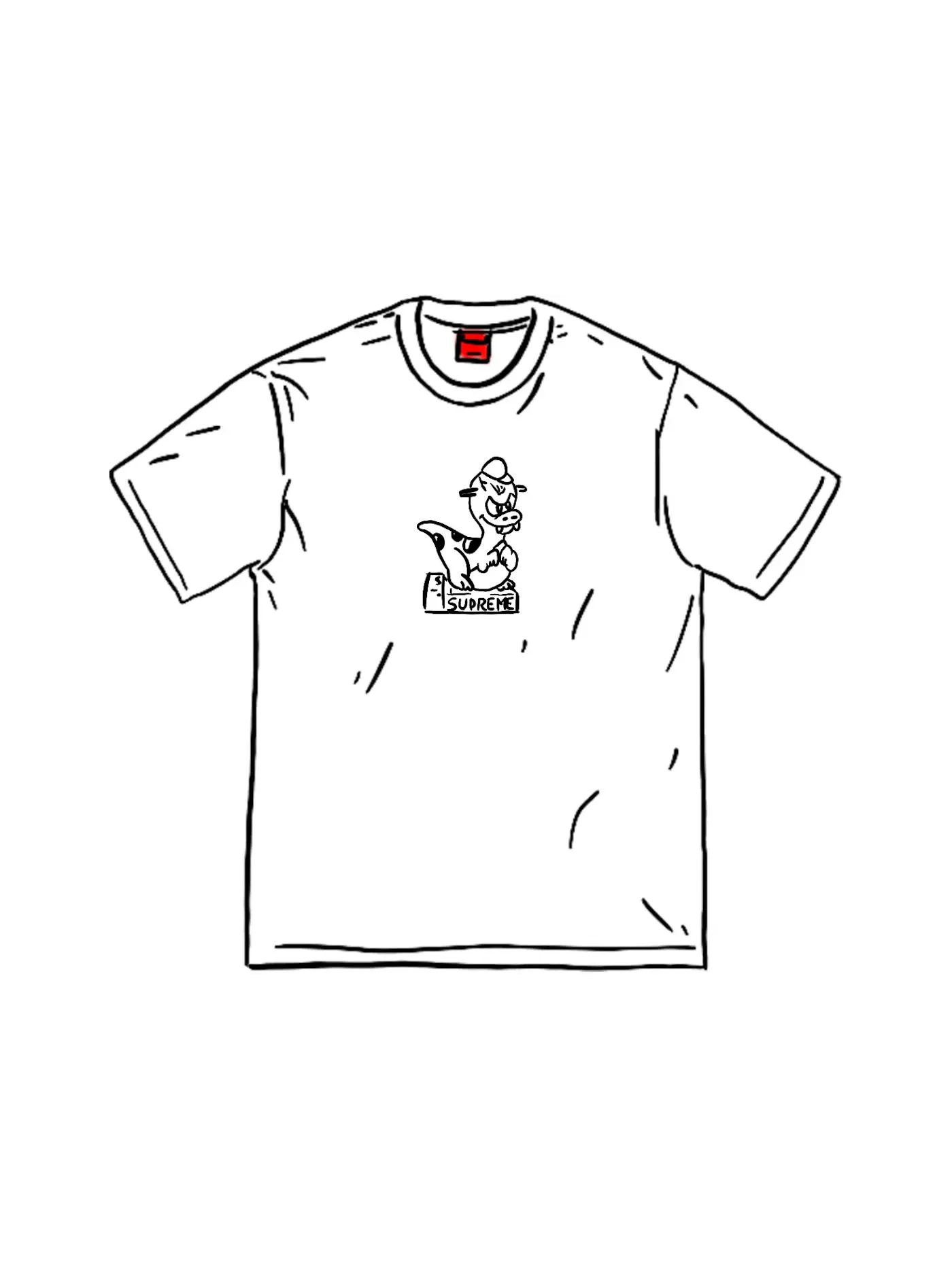 Мужская футболка с принтом Supreme Dinosaur Tee — изображение 1 из 1, белый