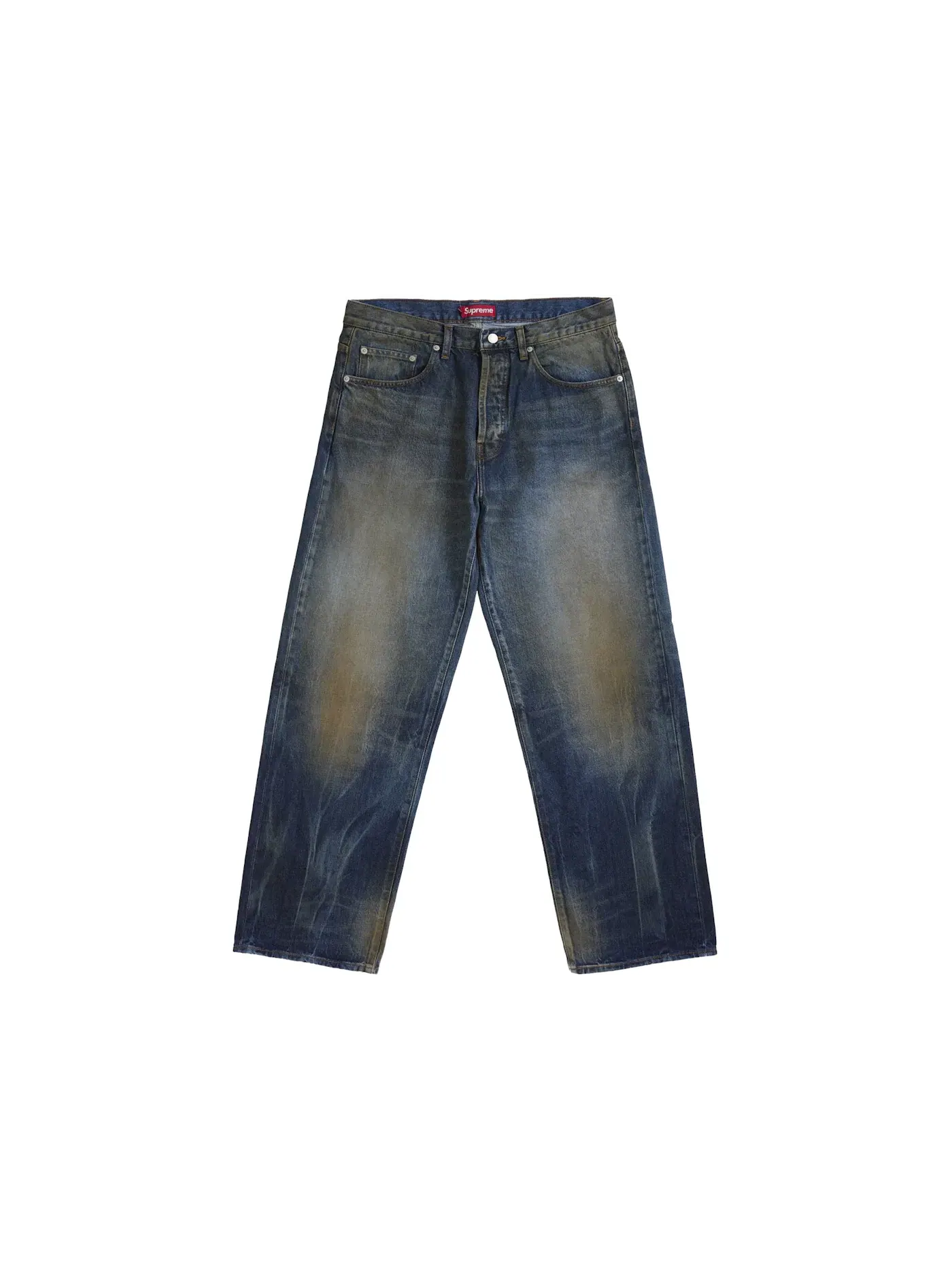 Мужские джинсы свободного кроя Supreme Distressed Loose Fit Selvedge Jean — изображение 1 из 1, индиго