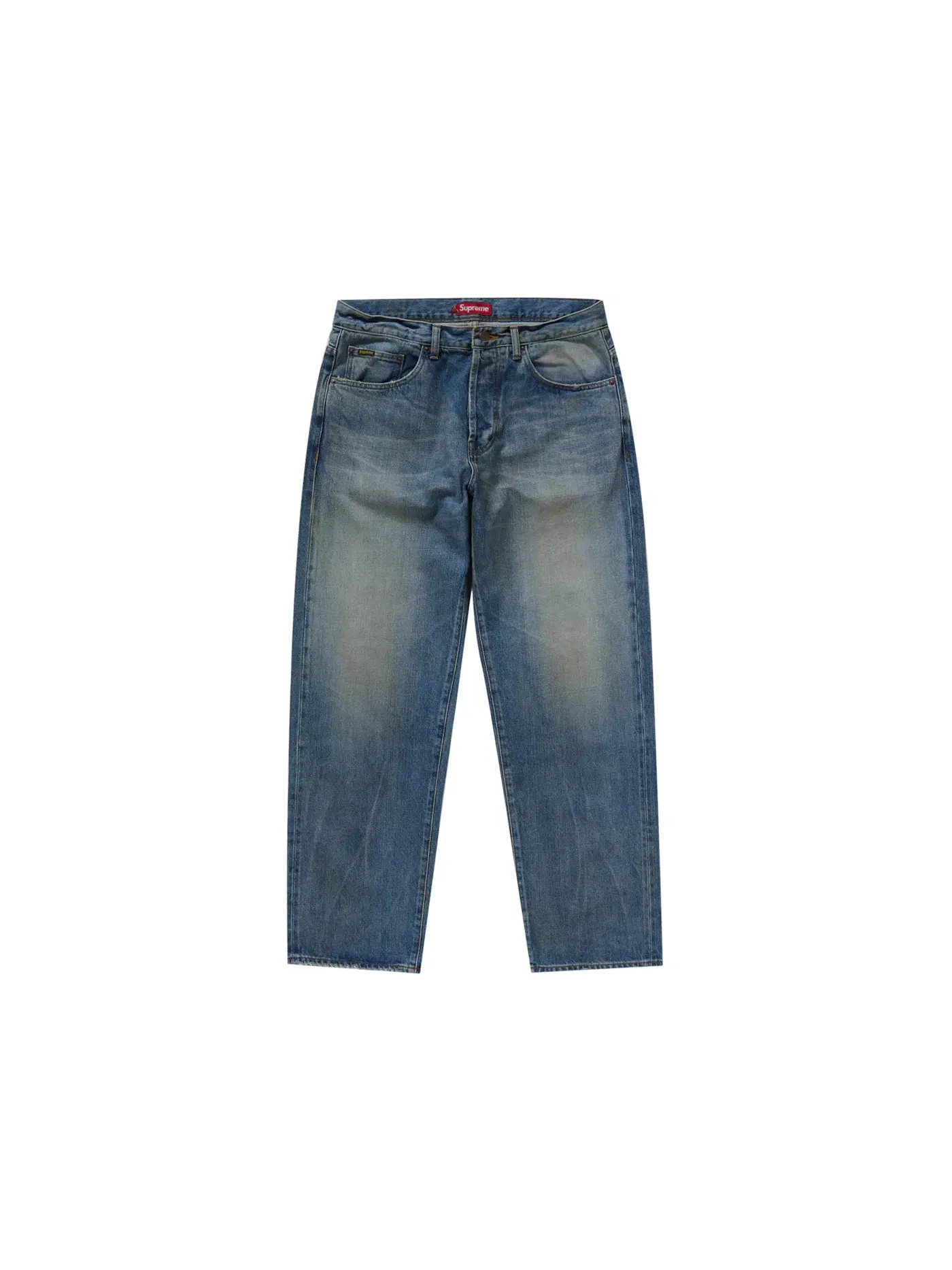 Мужские джинсы свободного кроя с потертостями Supreme Jean (FW24) — изображение 1 из 2, индиго