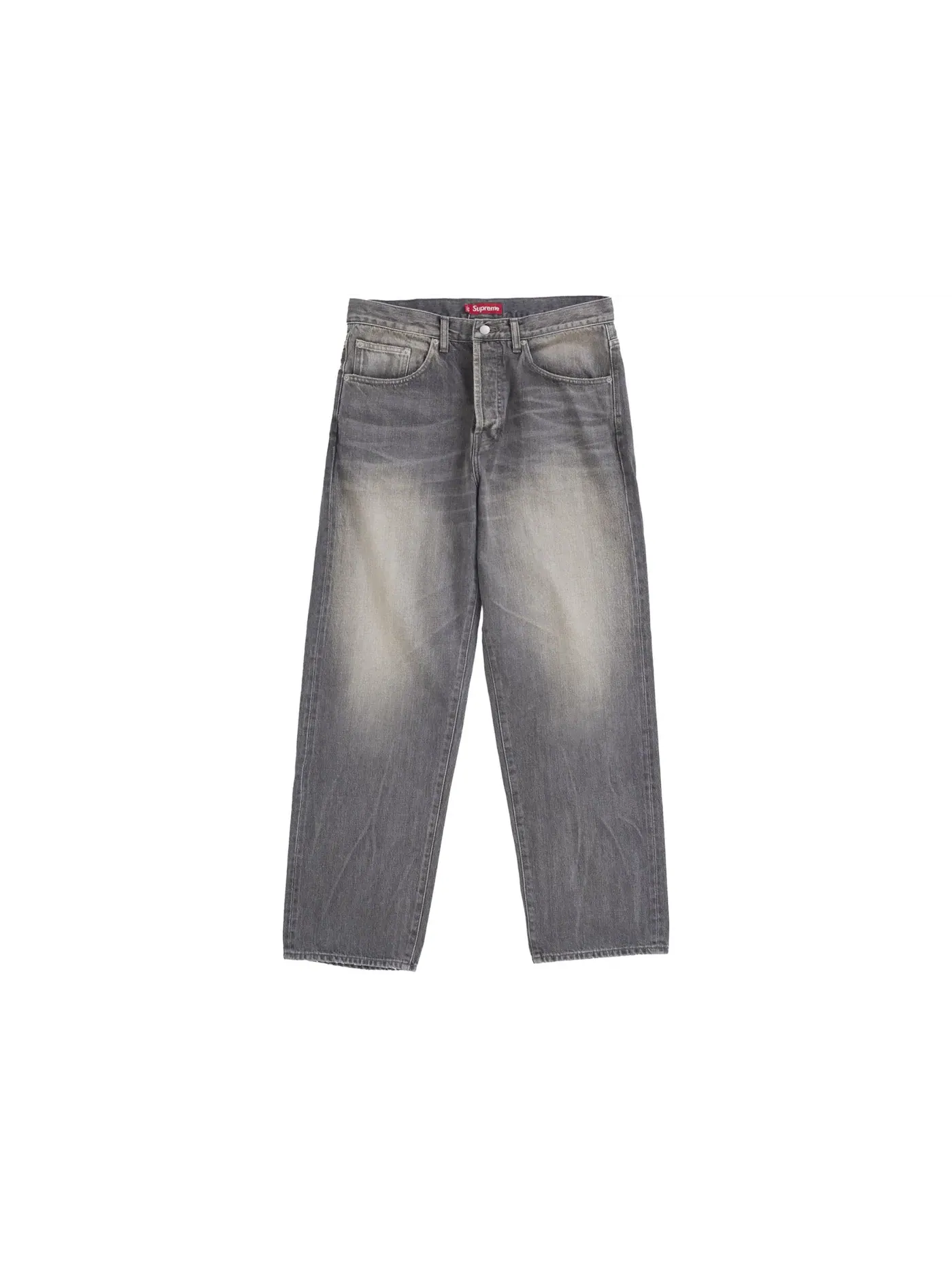 Мужские джинсы свободного кроя с потертостями Jean (SS25) Supreme — изображение 1 из 2, серый
