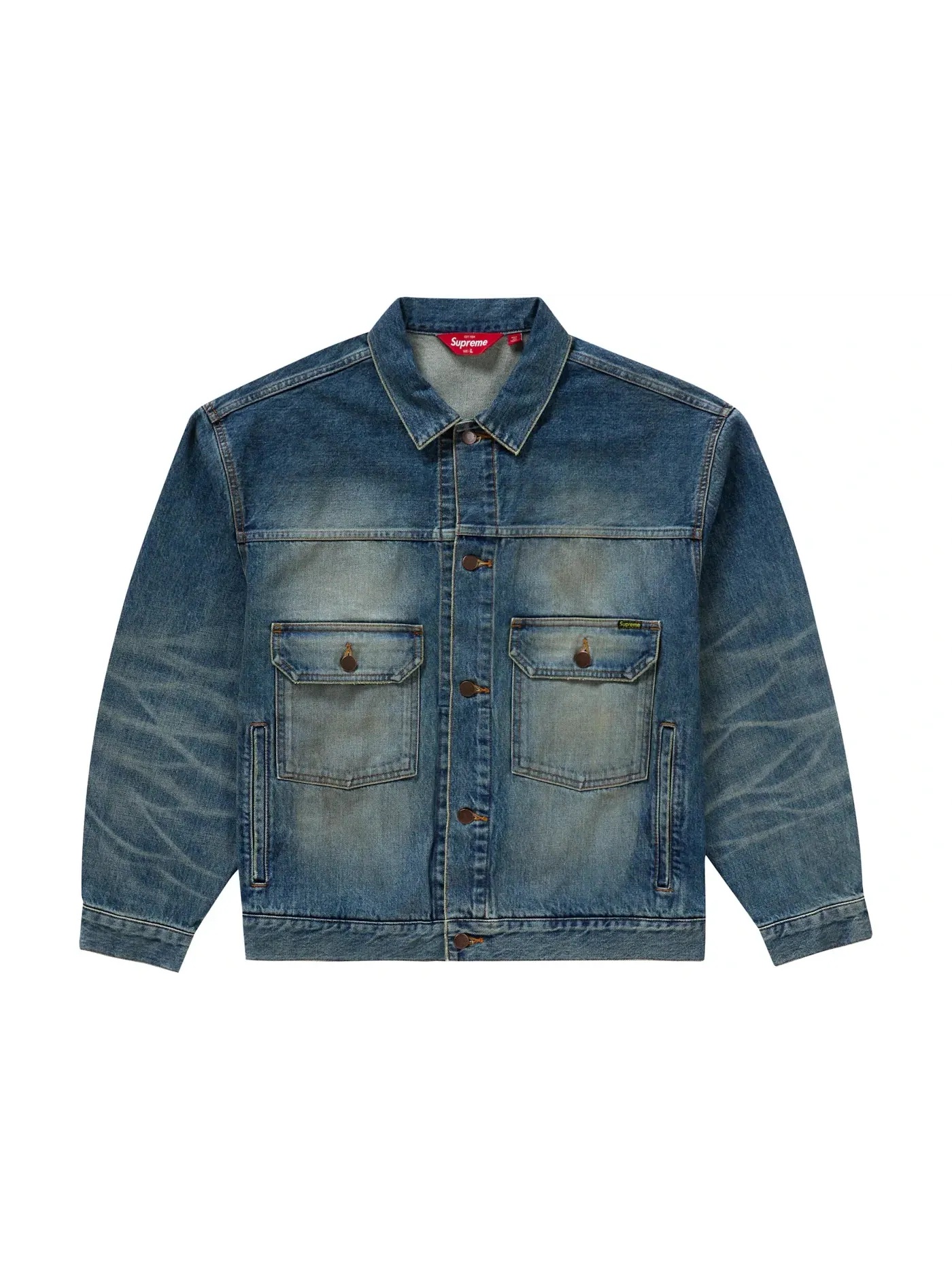 Мужская куртка-джинсовка с потертостями Selvedge Supreme — изображение 1 из 2, индиго