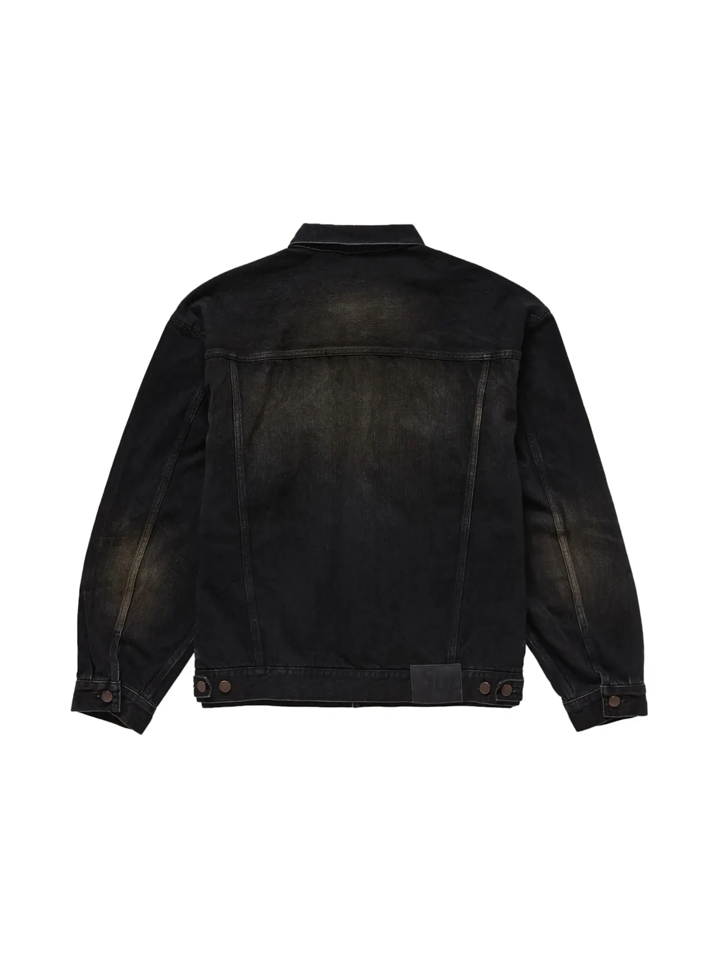 Мужская джинсовая куртка с потертостями Selvedge Trucker Jacket Supreme — изображение 2 из 2, черный