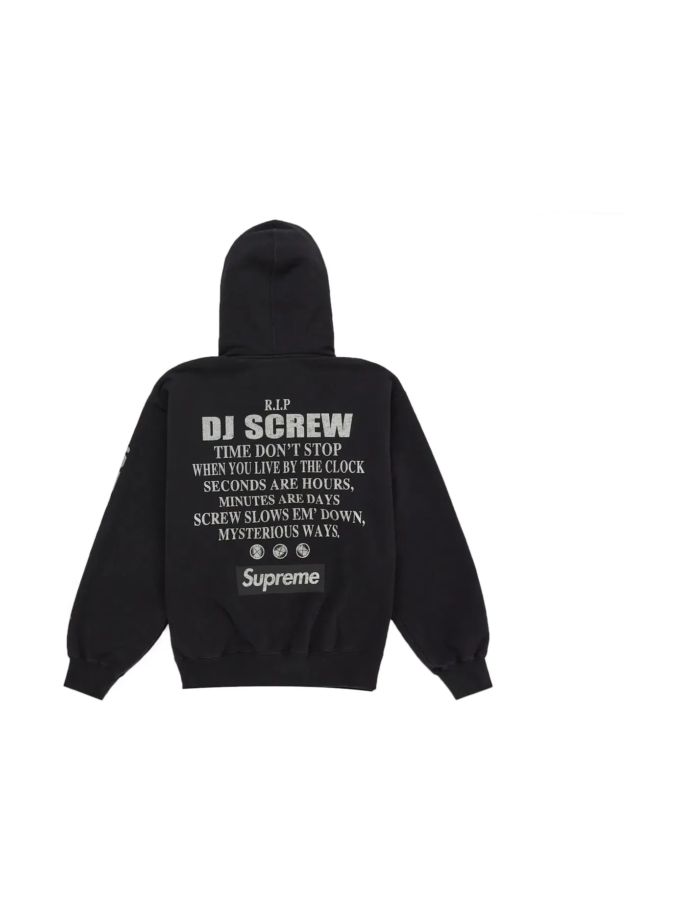 Мужская толстовка на молнии с капюшоном с принтом DJ Screw Supreme — изображение 2 из 2, черный