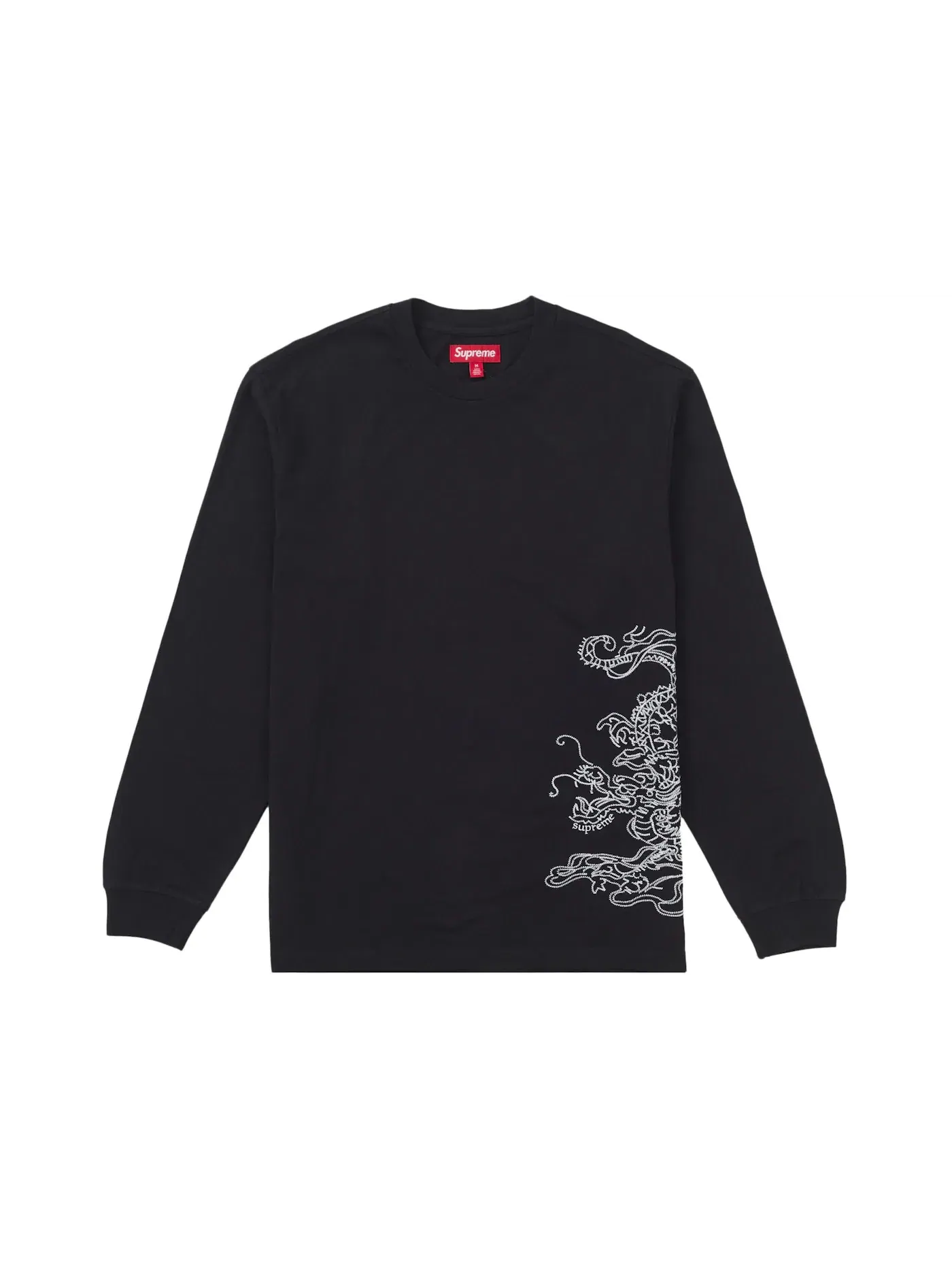 Мужская футболка с длинным рукавом с вышивкой Supreme Dragon Embroidered L/S Top — изображение 1 из 2, черный