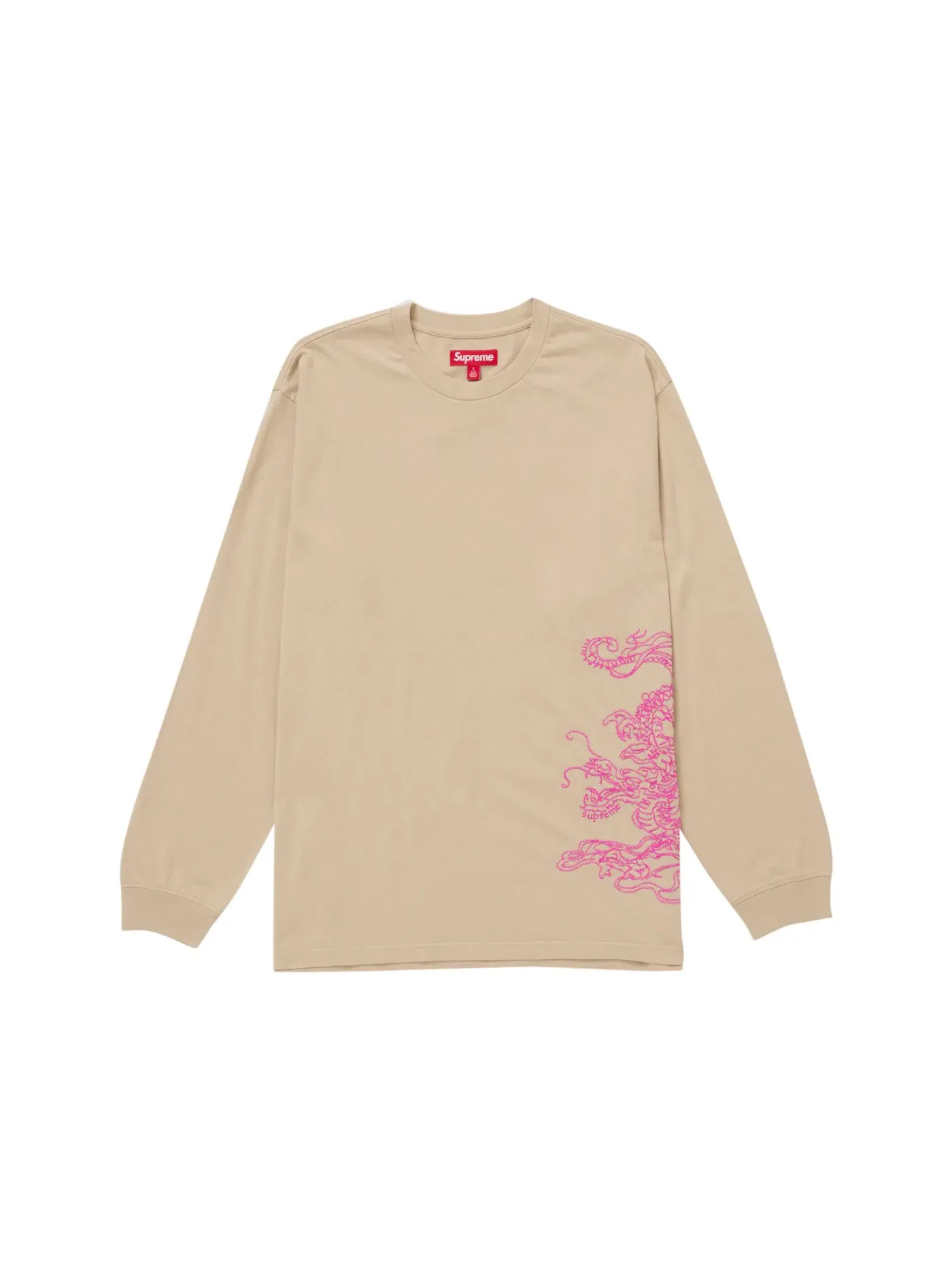 Мужская футболка с вышивкой Supreme Dragon Embroidered L/S Top — изображение 1 из 2, хаки