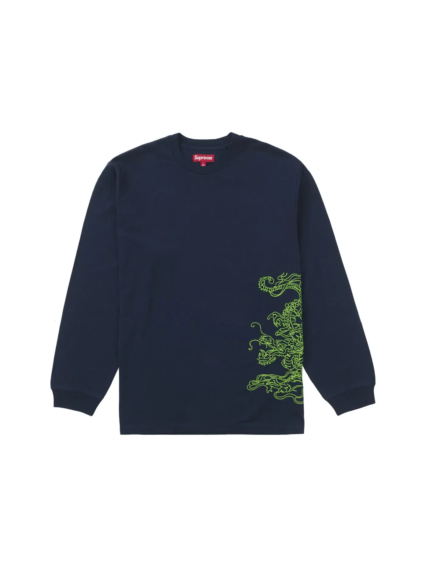 Мужская футболка с вышивкой Supreme Dragon Embroidered L/S Top Navy — изображение 1 из 2