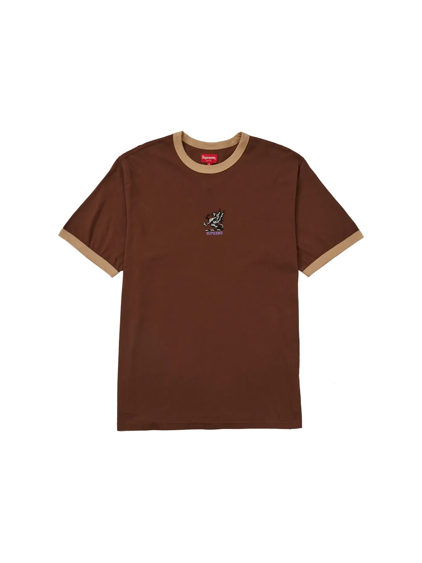 Мужская футболка с принтом Supreme Dragon Ringer Tee — изображение 1 из 1, коричневый