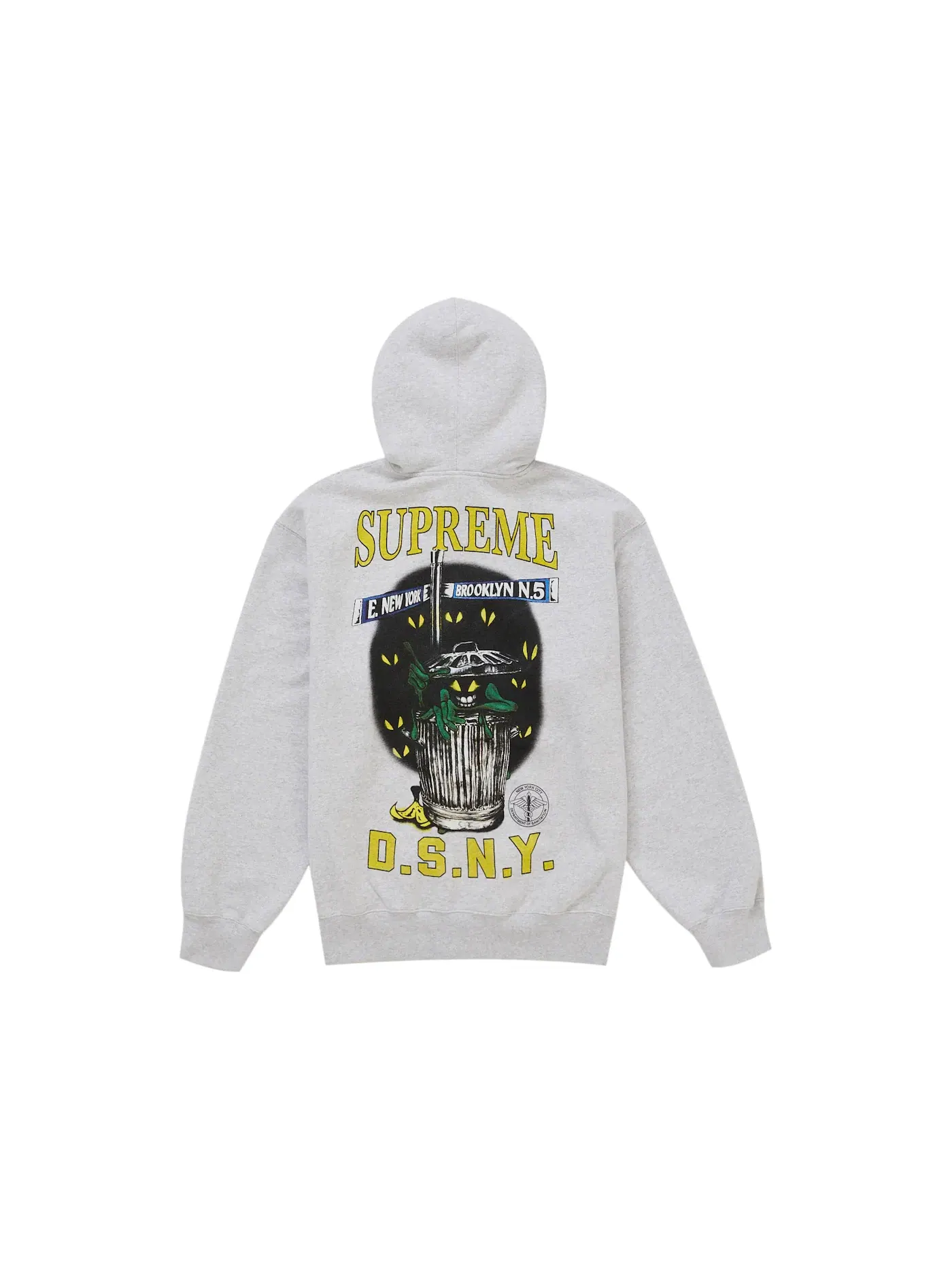 Мужской худи на молнии с принтом DSNY Supreme — изображение 2 из 2, серый