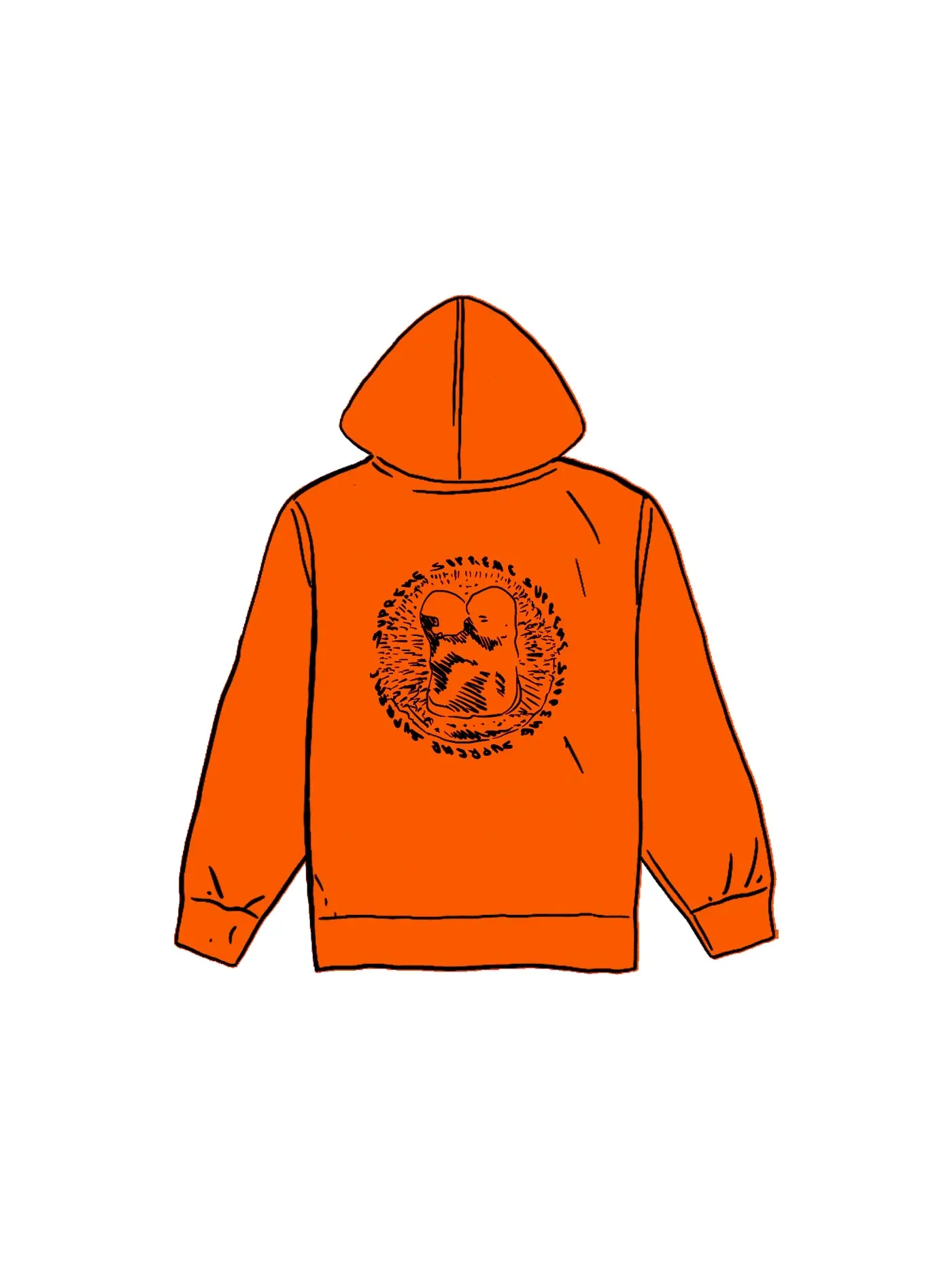 Мужская худи с капюшоном модель Hooded Sweatshirt Supreme — изображение 1 из 1, оранжевый