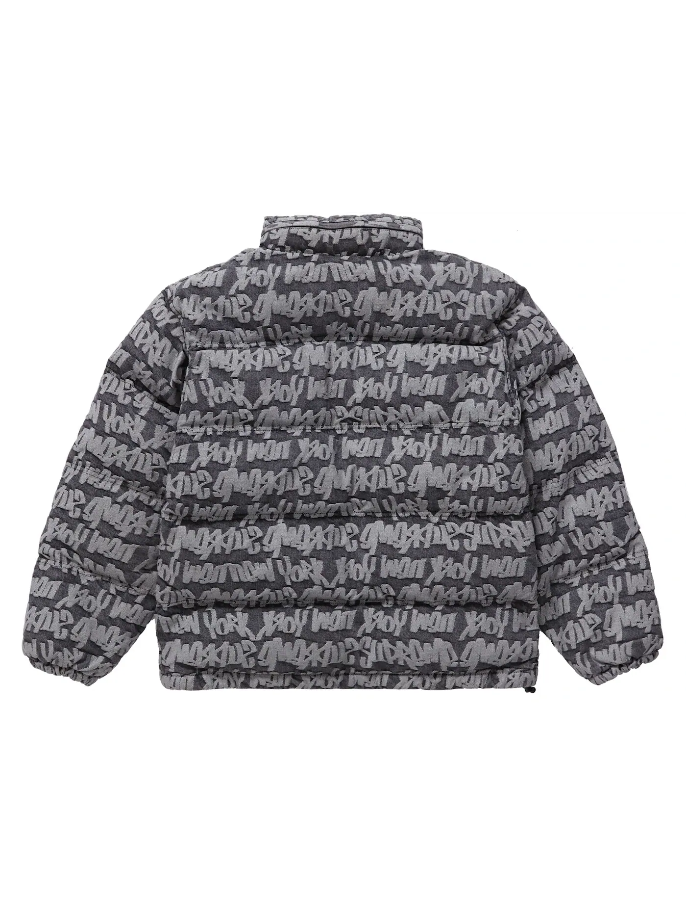 Мужская куртка-пуховик из джинсовой ткани Supreme Fat Tip Jacquard Denim Puffer Jacket — изображение 3 из 3, черный