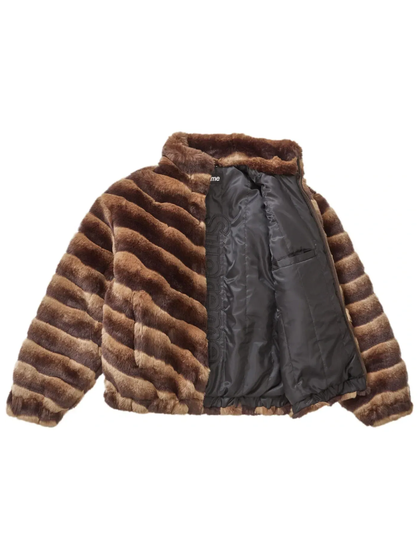Мужская куртка из искусственного меха с принтом Supreme, Jacket — изображение 2 из 3, коричневый