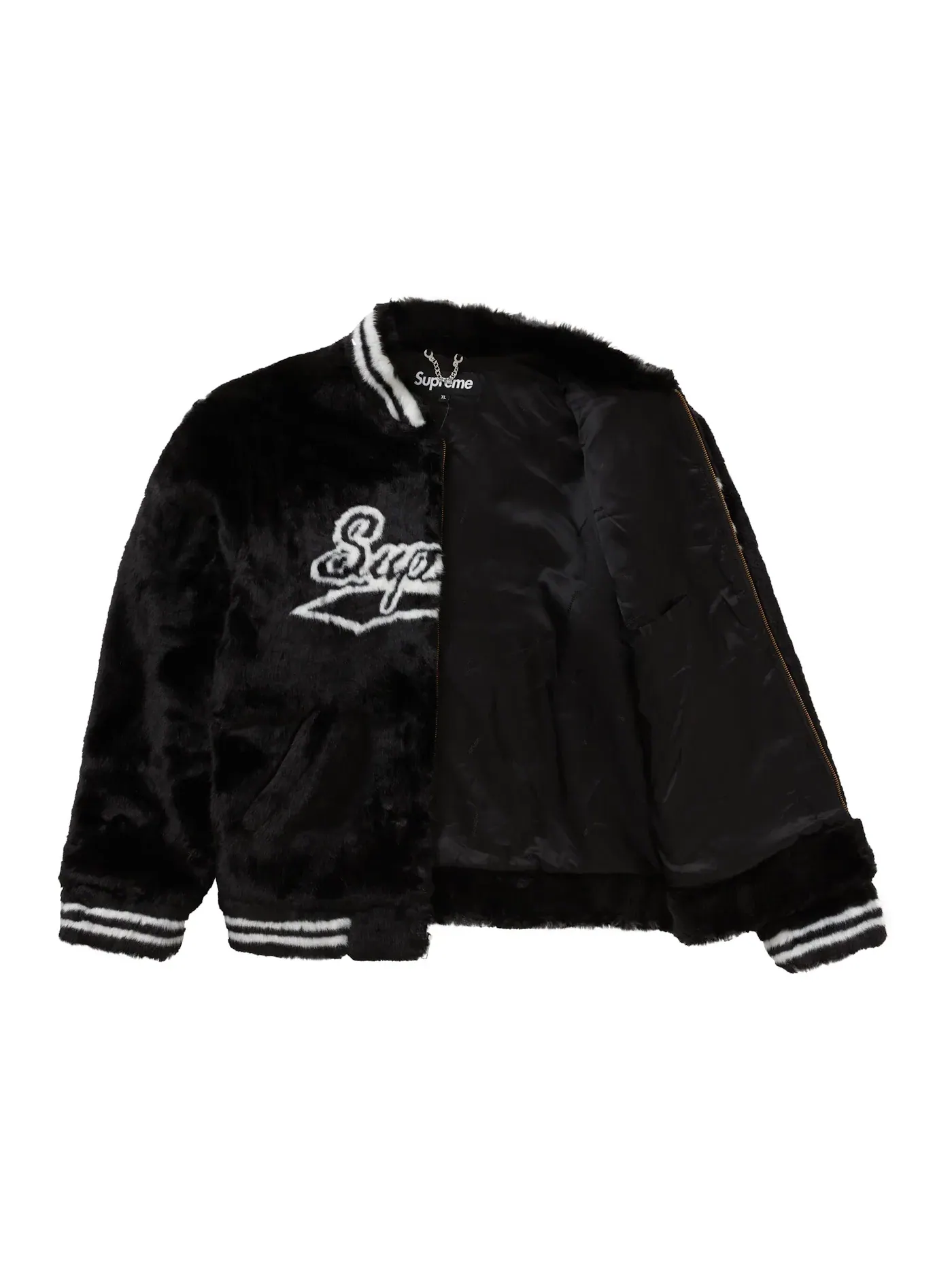 Мужская куртка-бомбер с искусственным мехом Supreme Varsity Jacket — изображение 3 из 3, черный
