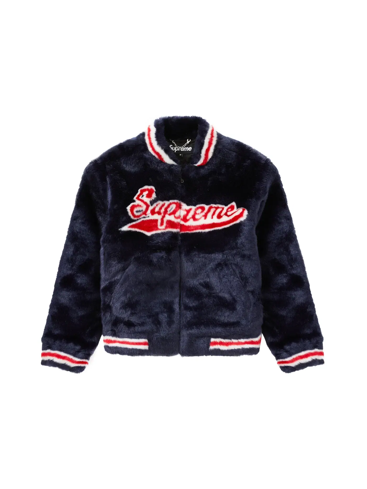 Мужская куртка-бомбер с искусственным мехом Supreme Varsity Jacket — изображение 1 из 3, темно-синий