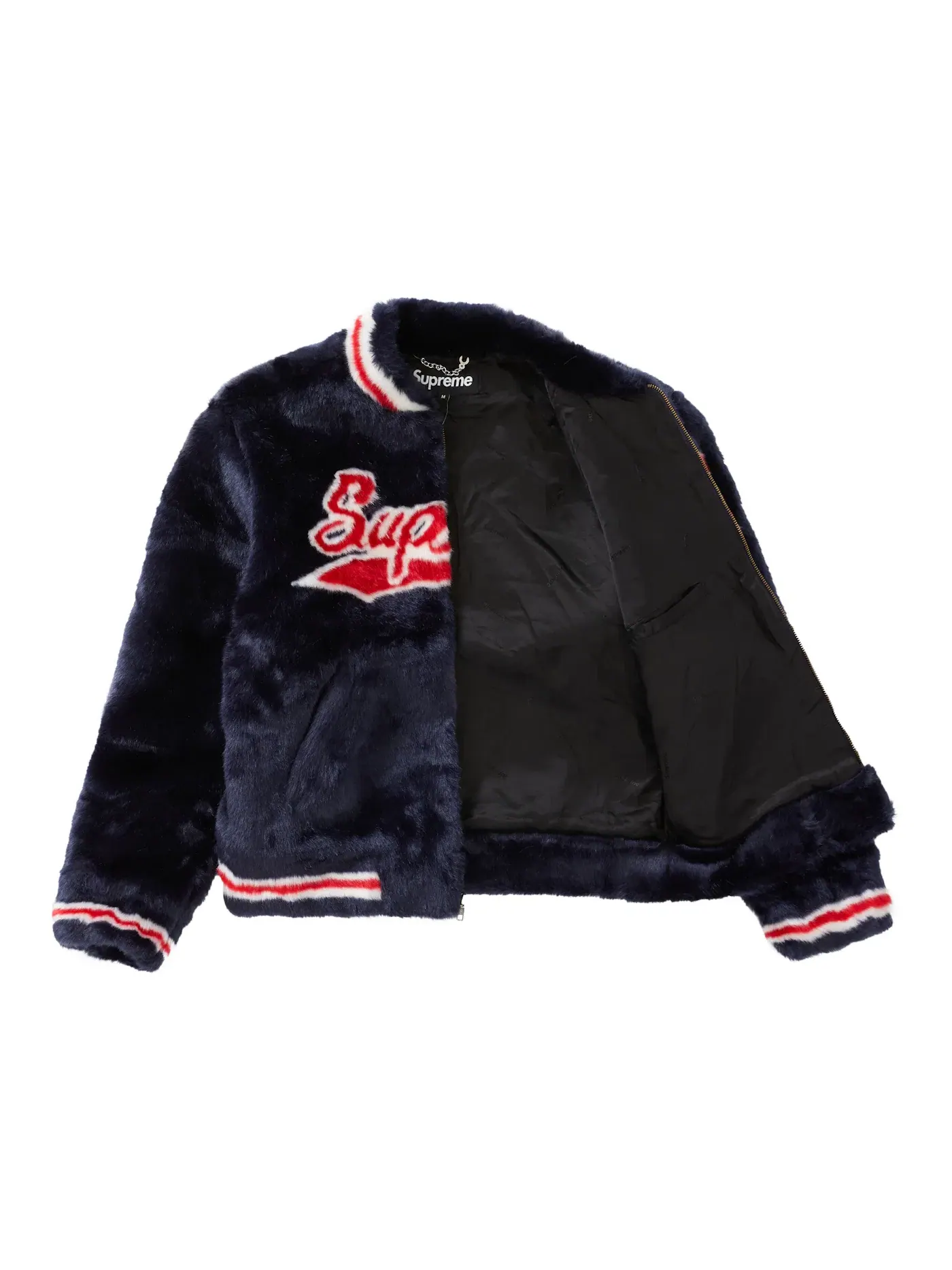 Мужская куртка-бомбер с искусственным мехом Supreme Varsity Jacket — изображение 3 из 3, темно-синий