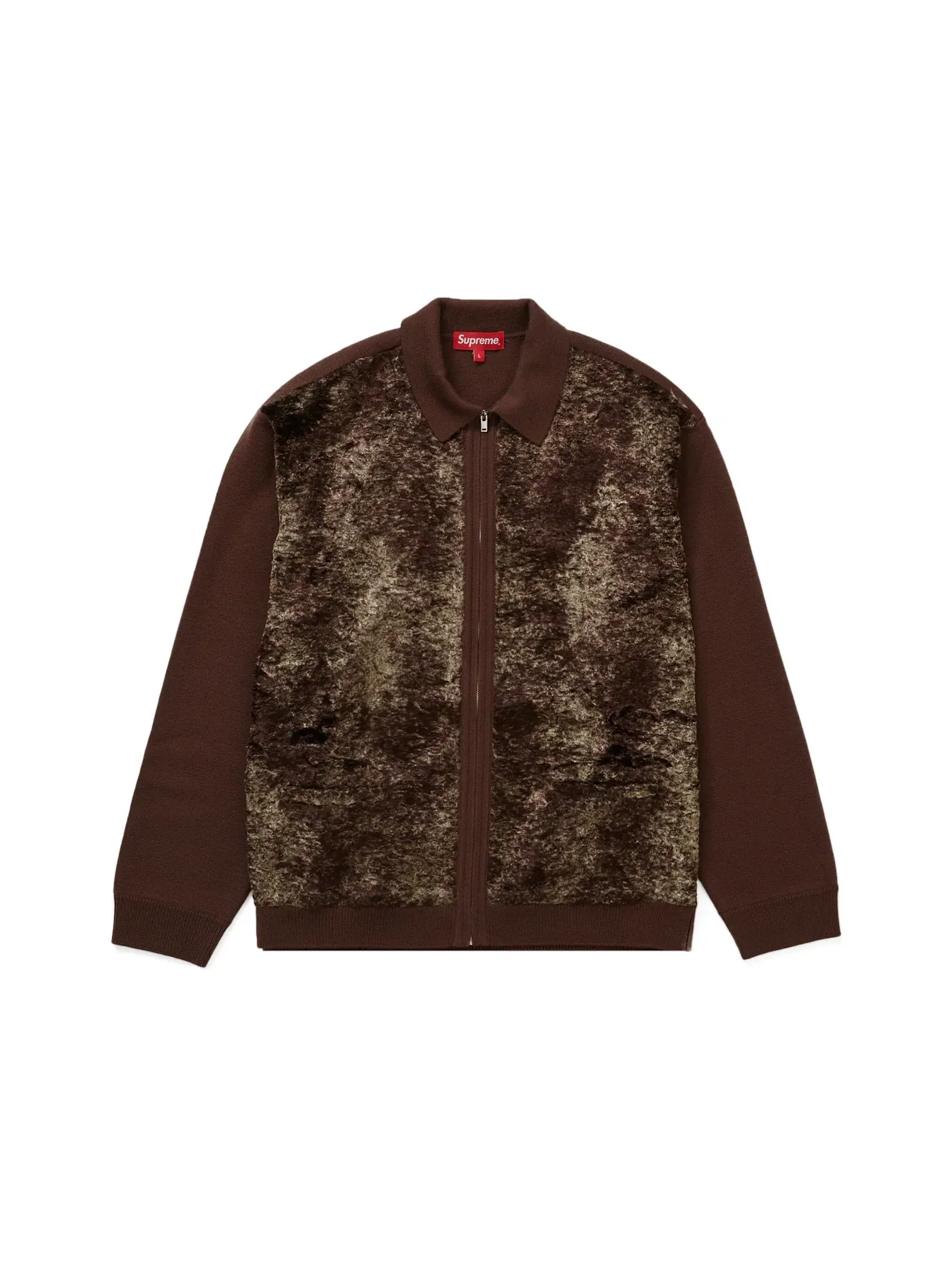 Мужской кардиган из искусственного меха на молнии Cardigan Supreme — изображение 1 из 2, коричневый