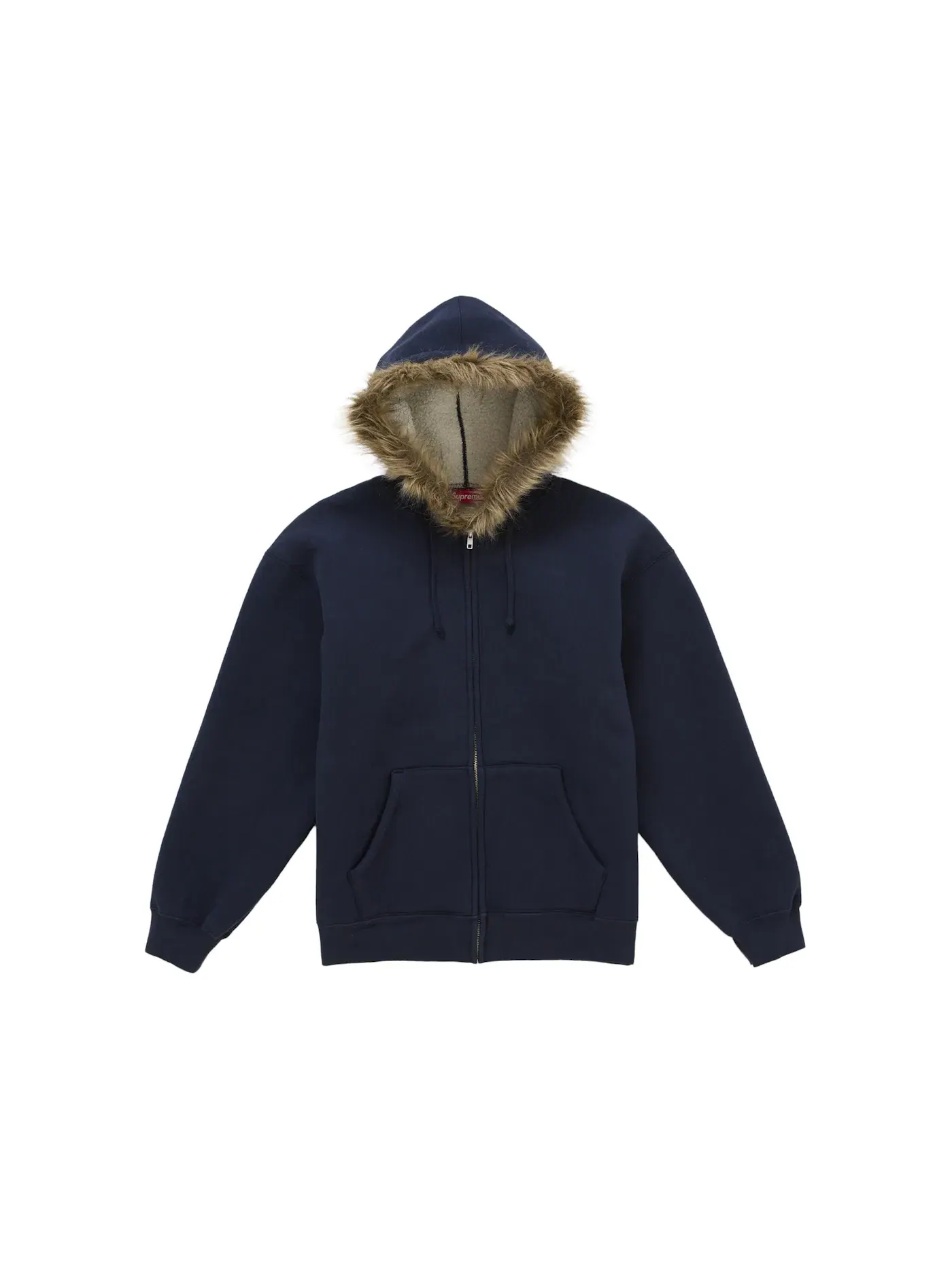 Мужская худи на молнии с капюшоном из искусственного меха Supreme Sweatshirt — изображение 1 из 1, темно-синий