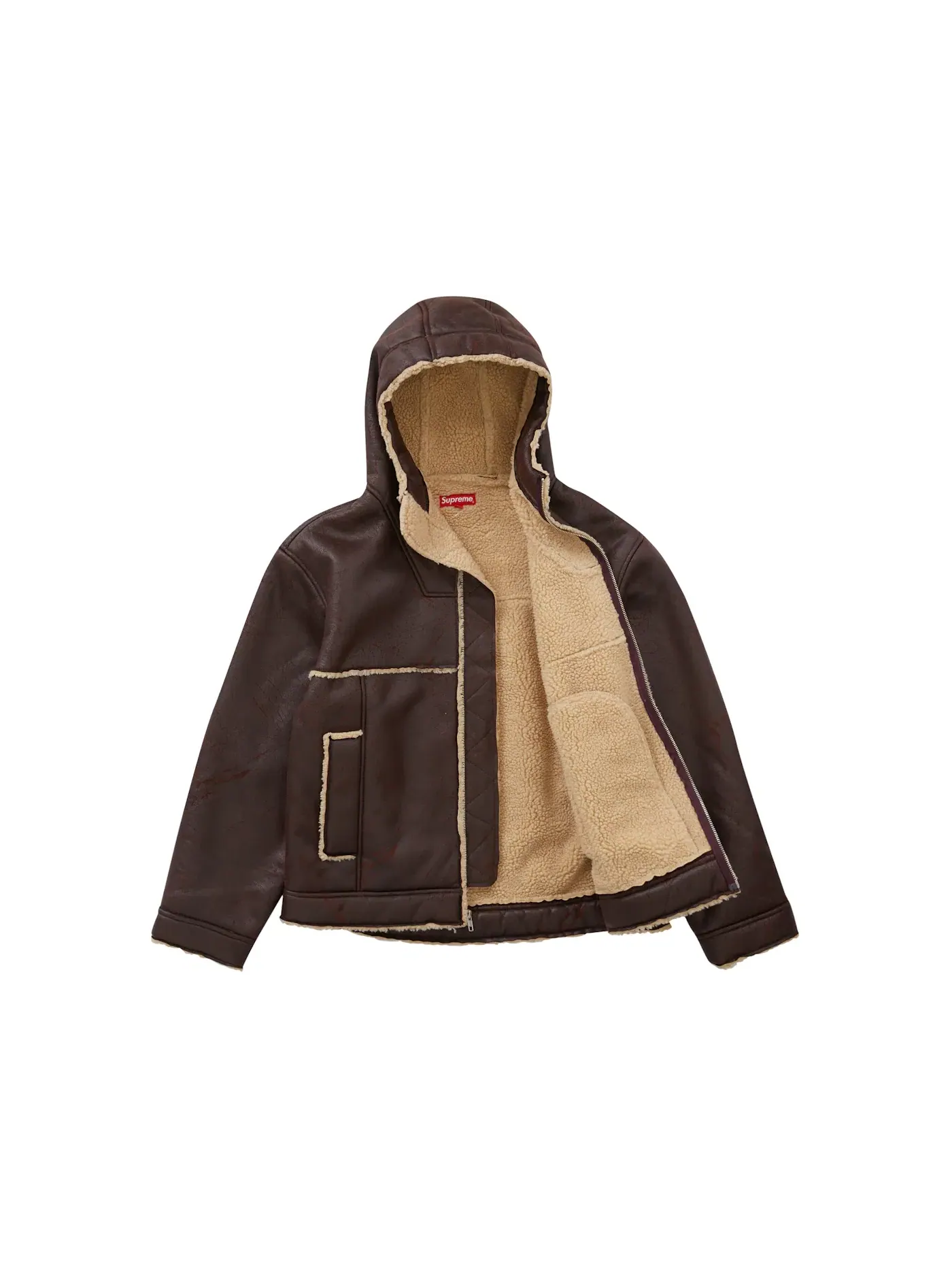 Мужская куртка с капюшоном из искусственного меха Supreme Faux Shearling Hooded Jacket (SS23) Supreme — изображение 2 из 3
