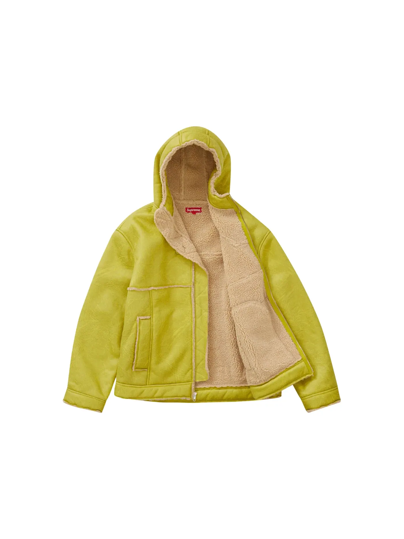 Мужская куртка с капюшоном из искусственного каракуля Supreme Jacket (SS23) — изображение 2 из 3, цитрусовый