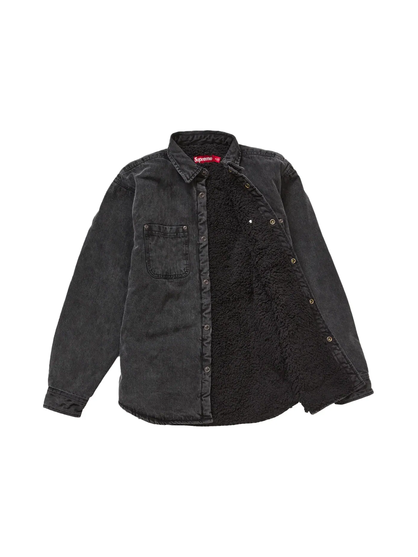 Мужская рубашка с подкладкой из искусственного овчины Supreme Shirt — изображение 2 из 3, черный джинсовый синий