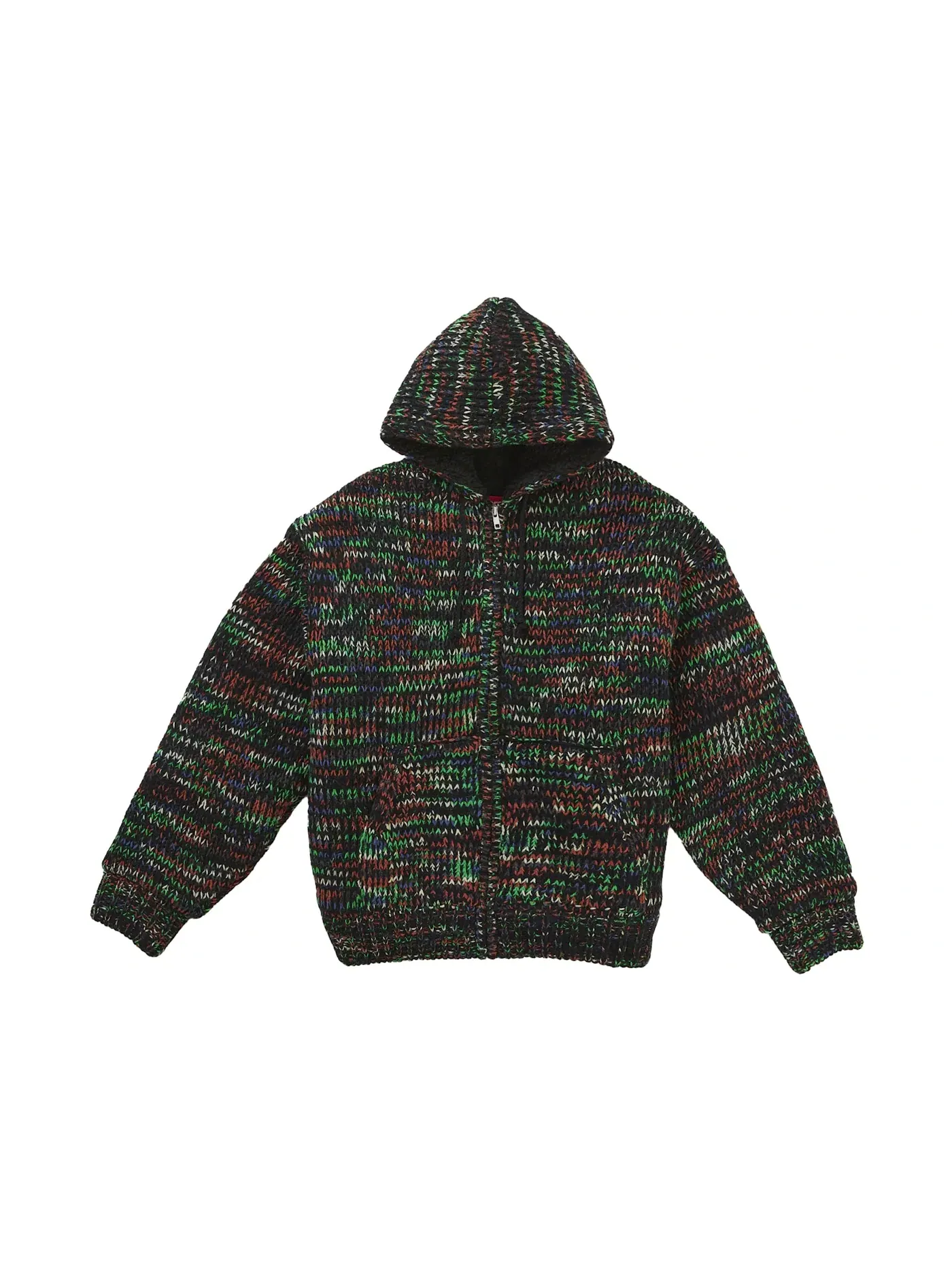 Мужской свитер с капюшоном на молнии с подкладкой из искусственного каракуля Supreme — изображение 1 из 3, зеленый