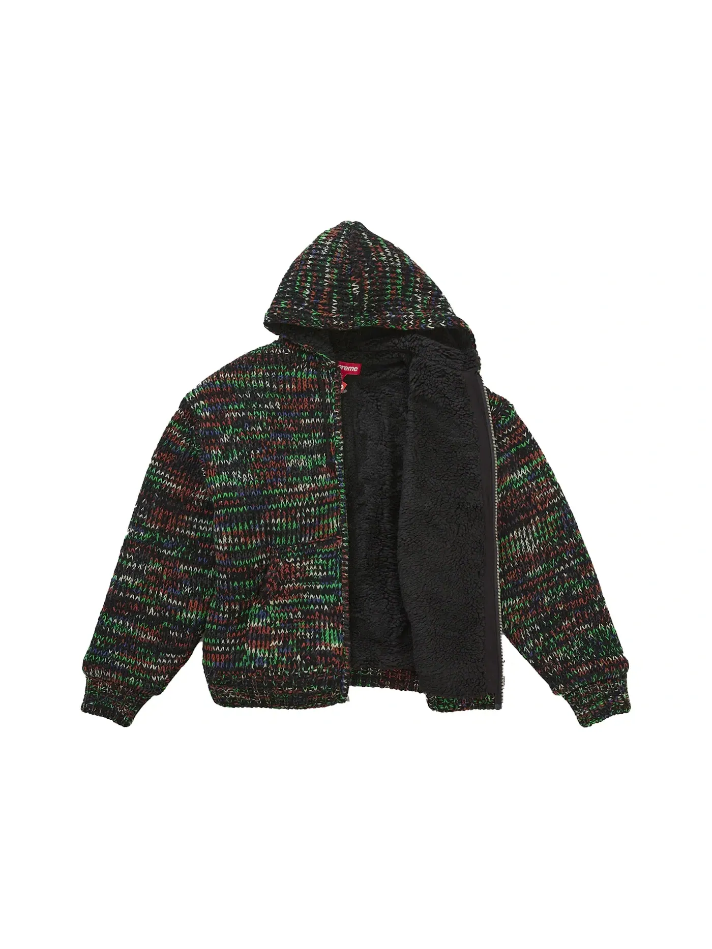Мужской свитер с капюшоном на молнии с подкладкой из искусственного каракуля Supreme — изображение 2 из 3, зеленый