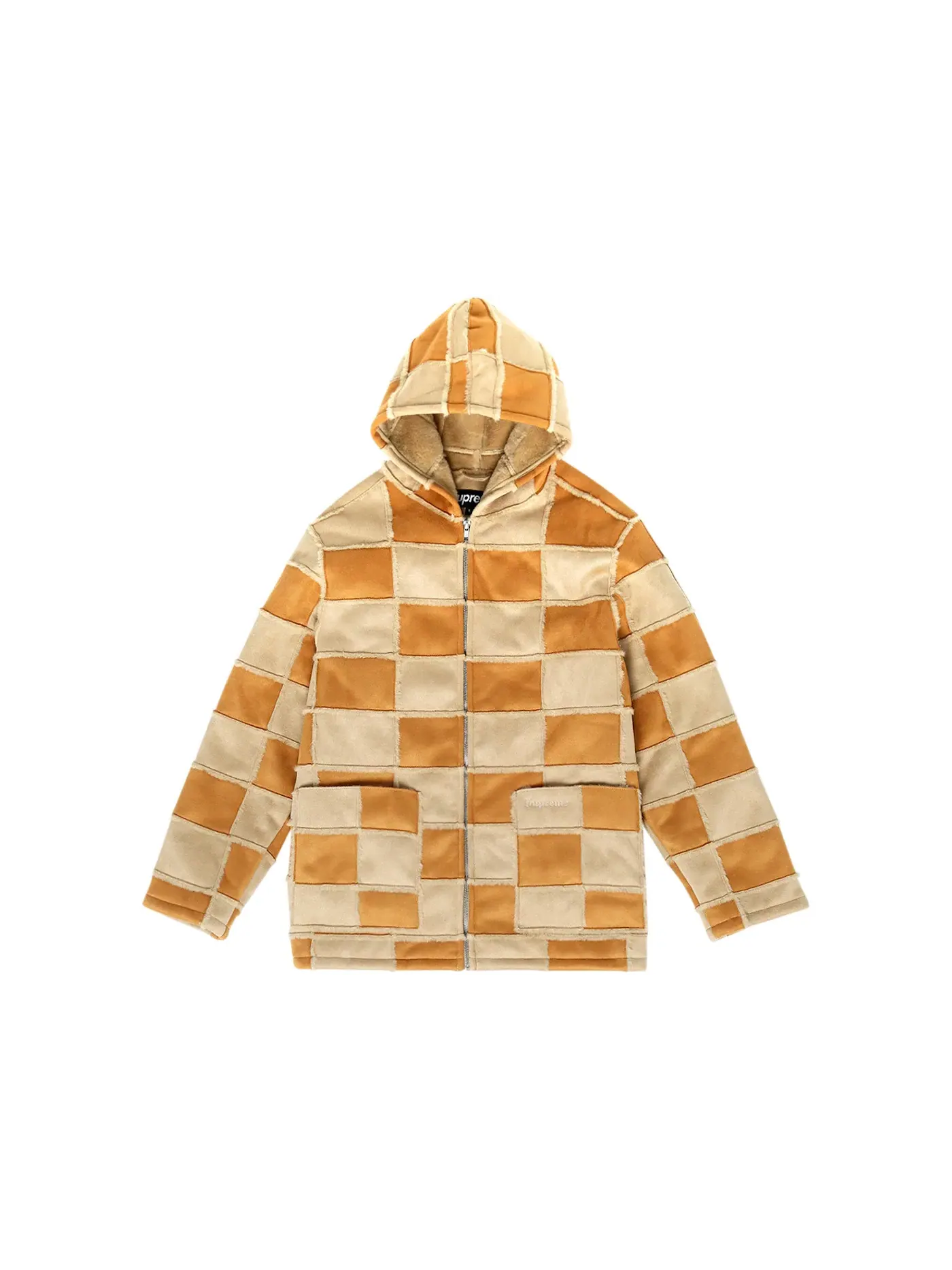 Мужская куртка с капюшоном из искусственной замши с вставками Supreme Hooded Jacket — изображение 1 из 2, бежевый