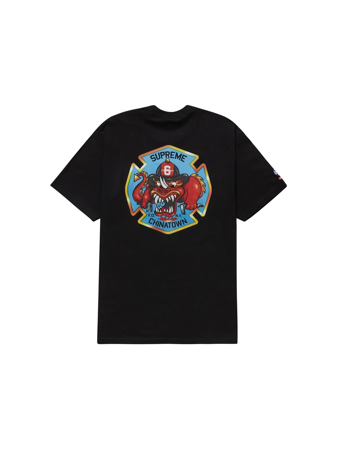 Мужская футболка с принтом Supreme FDNY Engine 9 Tee — изображение 2 из 2, черный