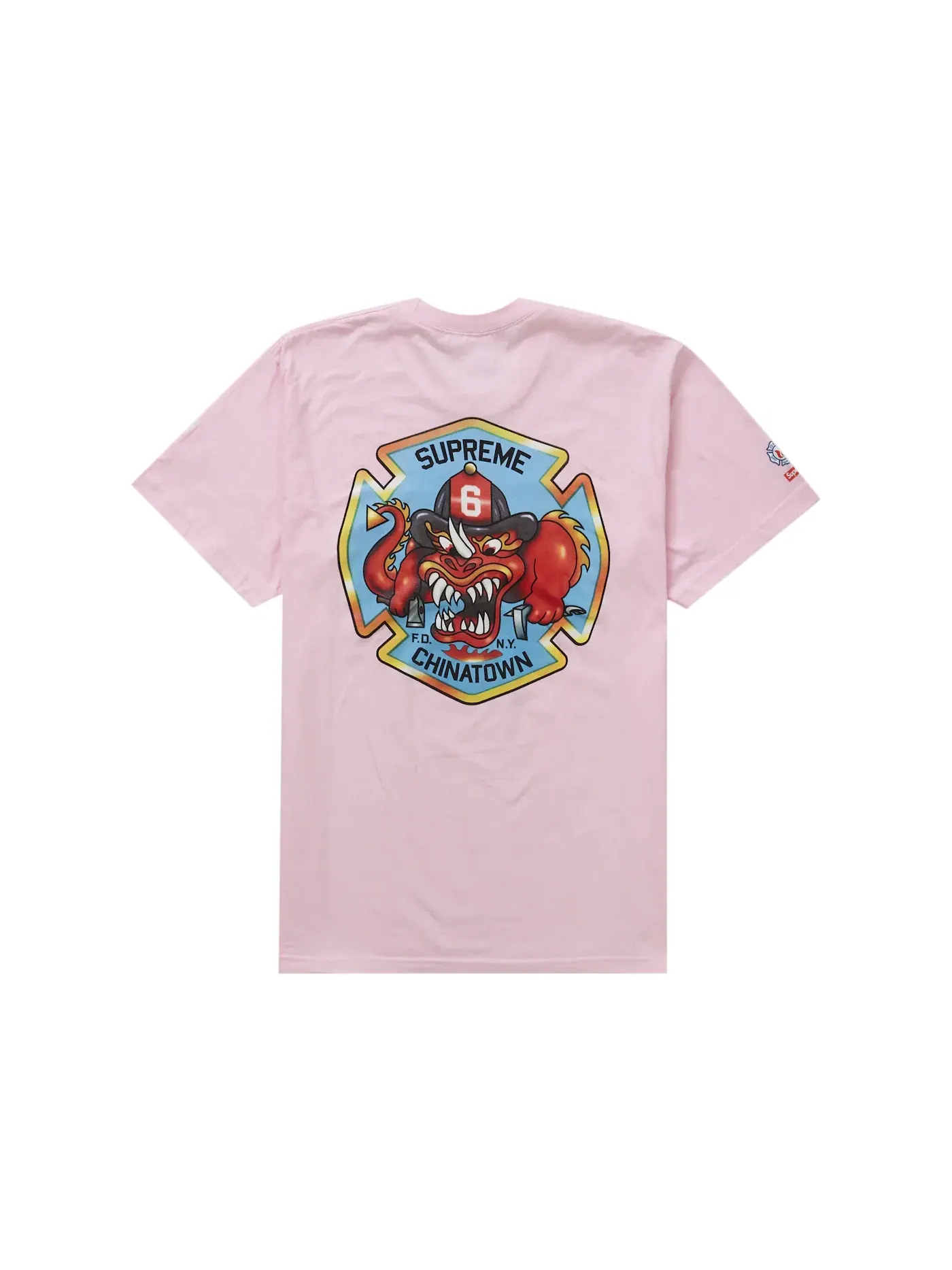 Мужская футболка с принтом FDNY Engine 9 Tee Supreme — изображение 2 из 2, розовый