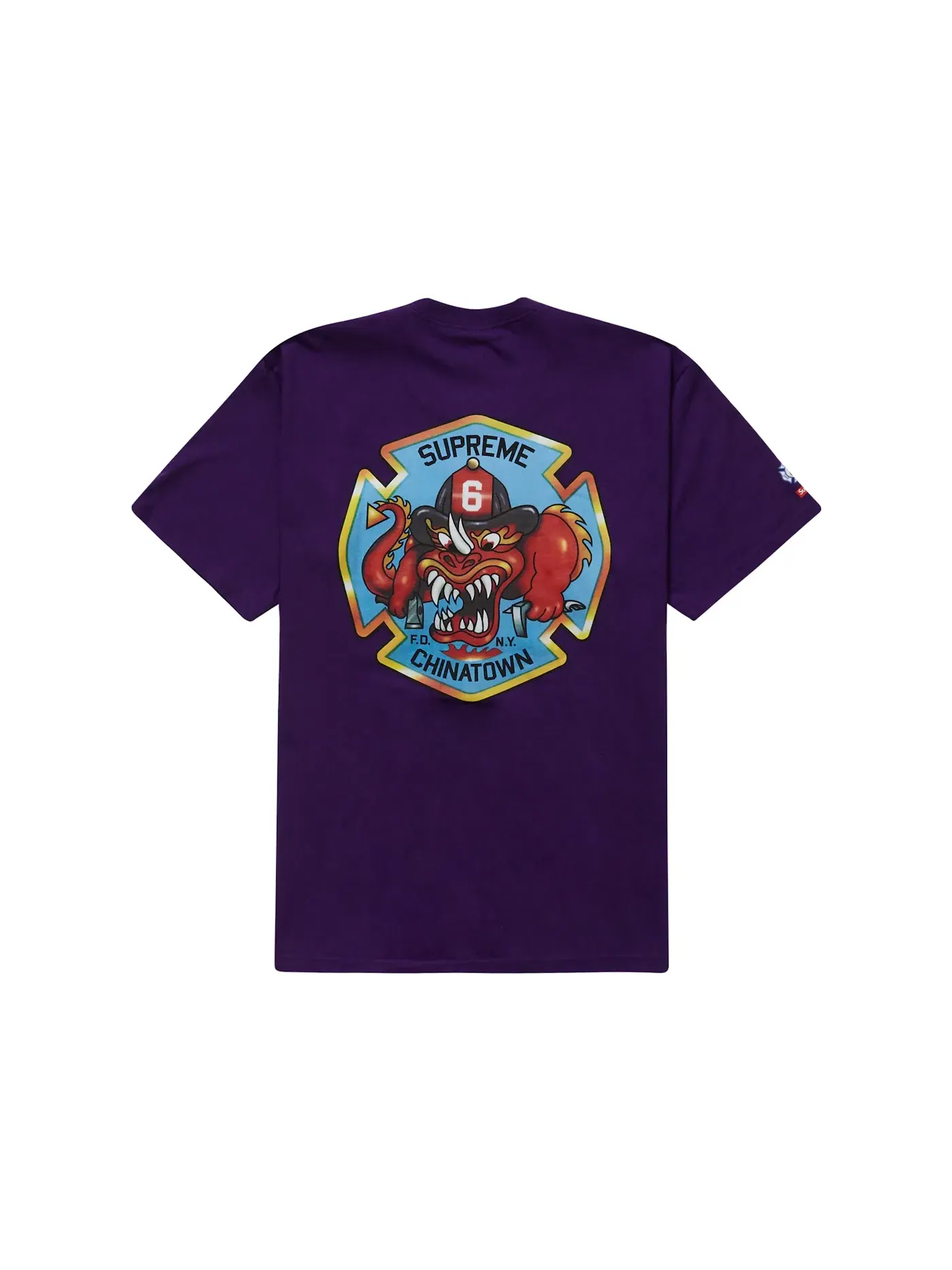 Мужская футболка с принтом Supreme FDNY Engine 9 Tee — изображение 2 из 2, фиолетовый